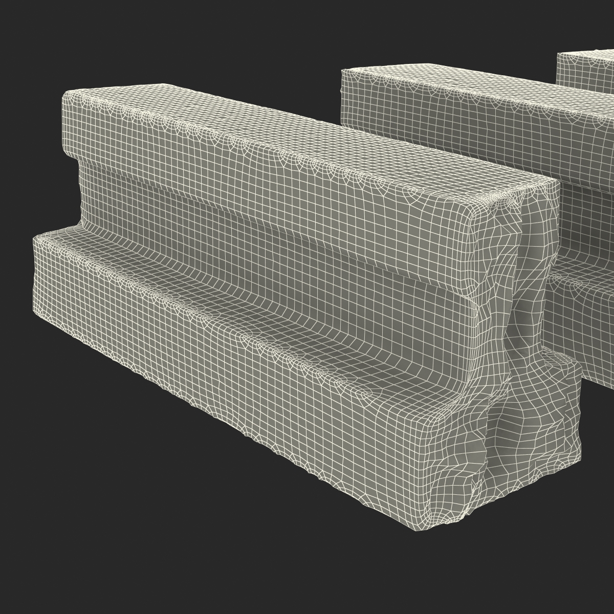 3D Concrete T Beam Chunks Set