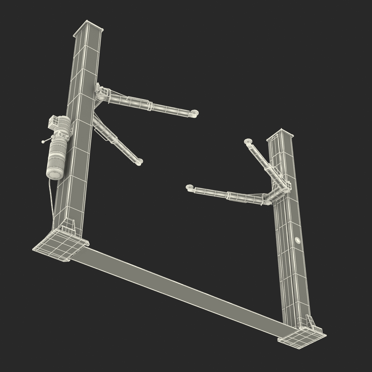 Two Post Car Lift Rigged 3D model