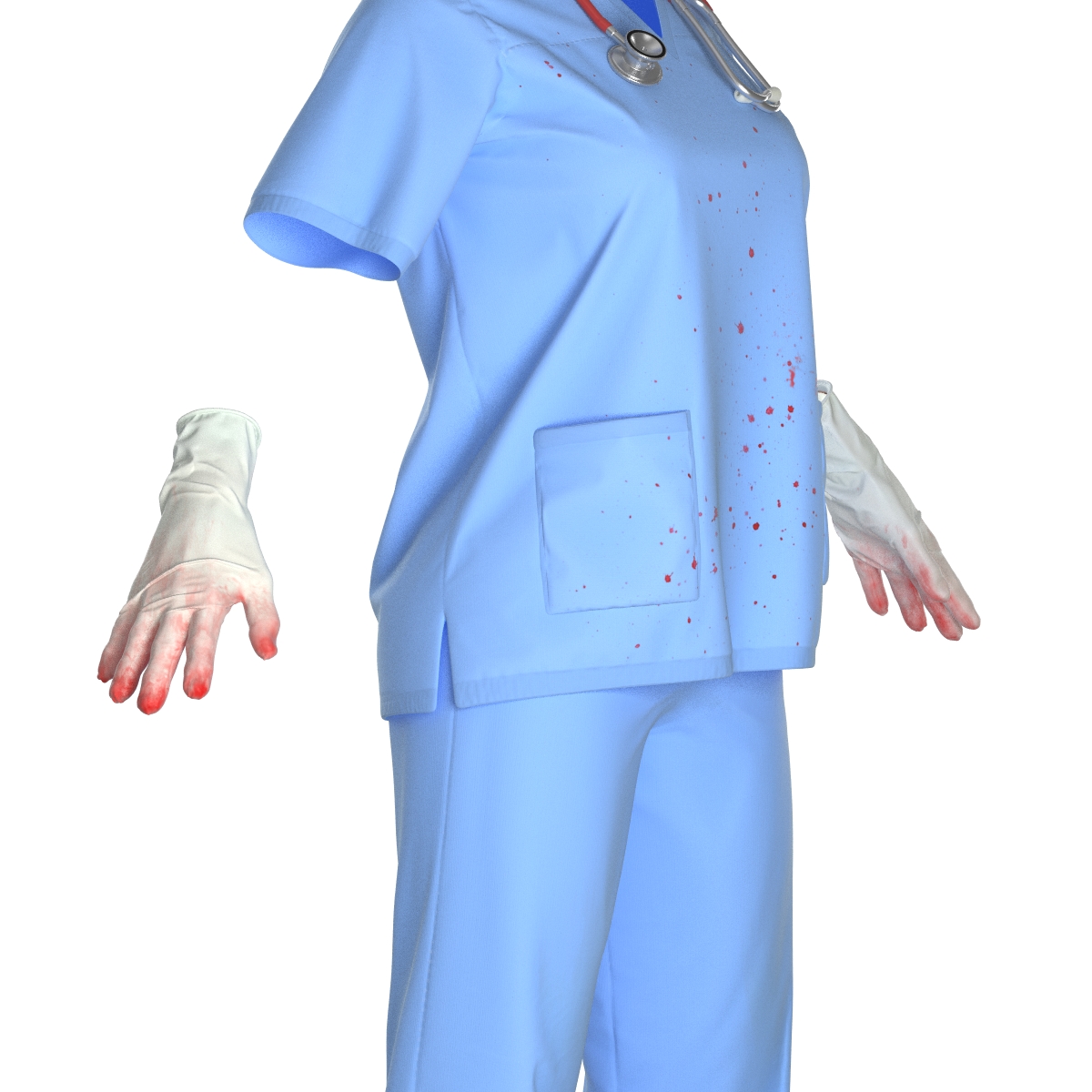 Female Surgeon Dress 15 Stained with Blood 3D