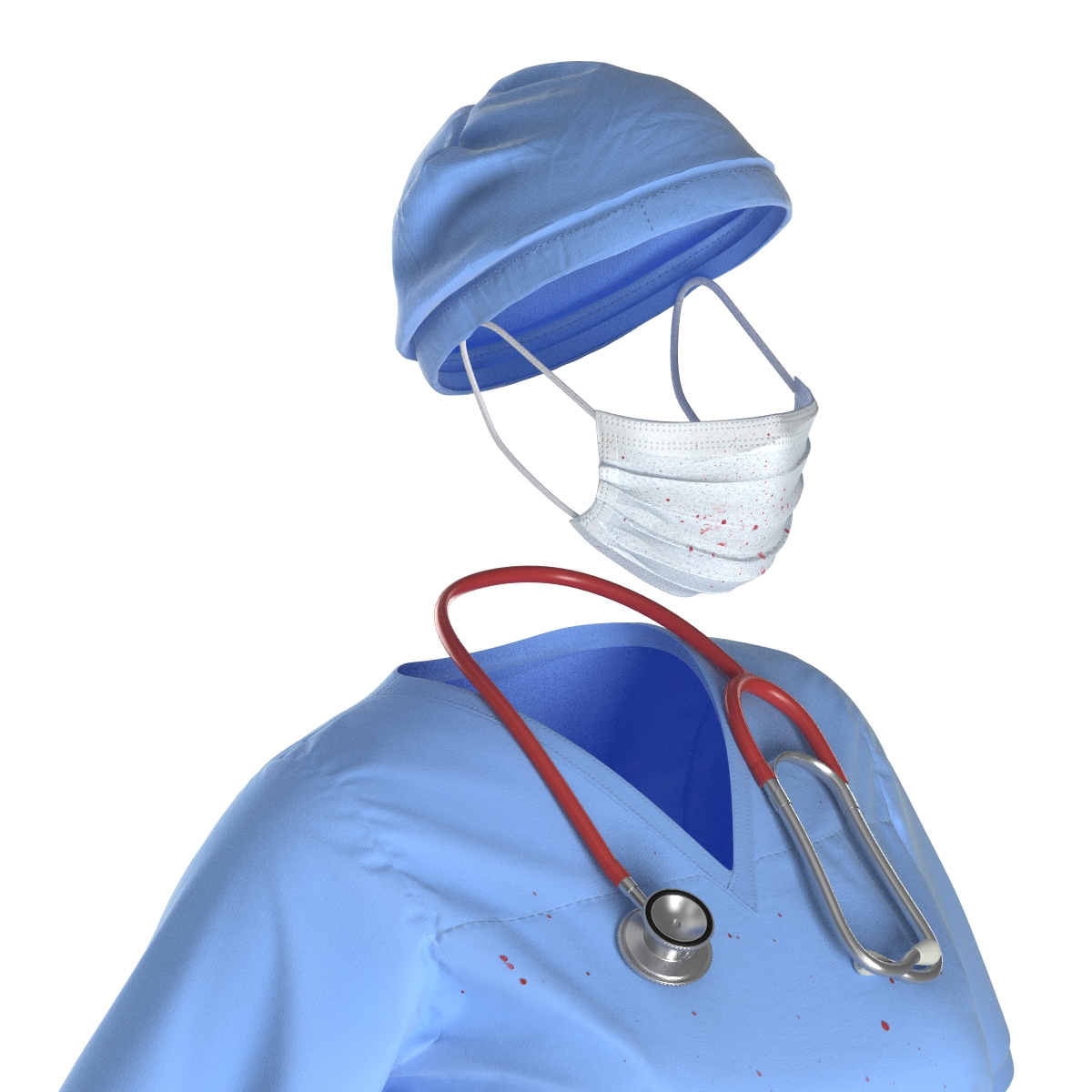 Female Surgeon Dress 15 Stained with Blood 3D