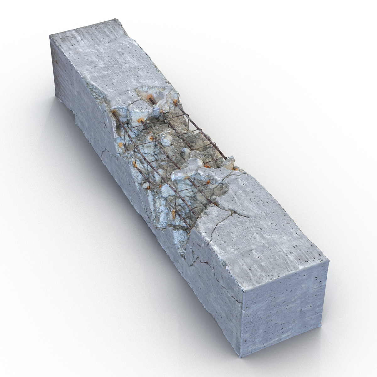 3D Concrete Pillar Damaged model