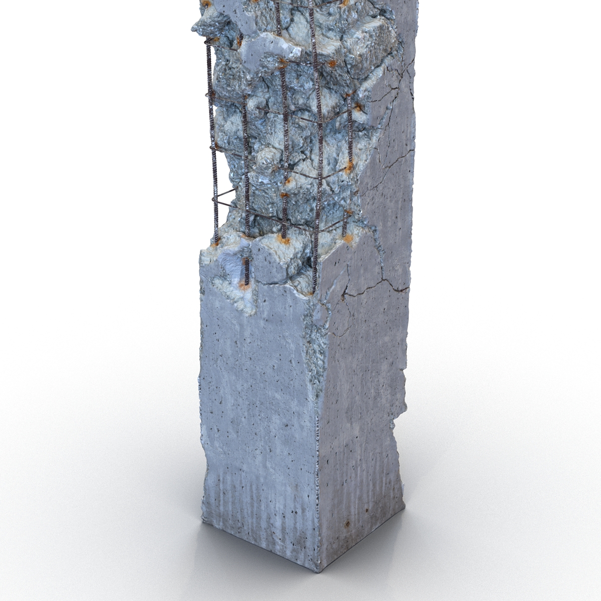 3D Concrete Pillar Damaged model