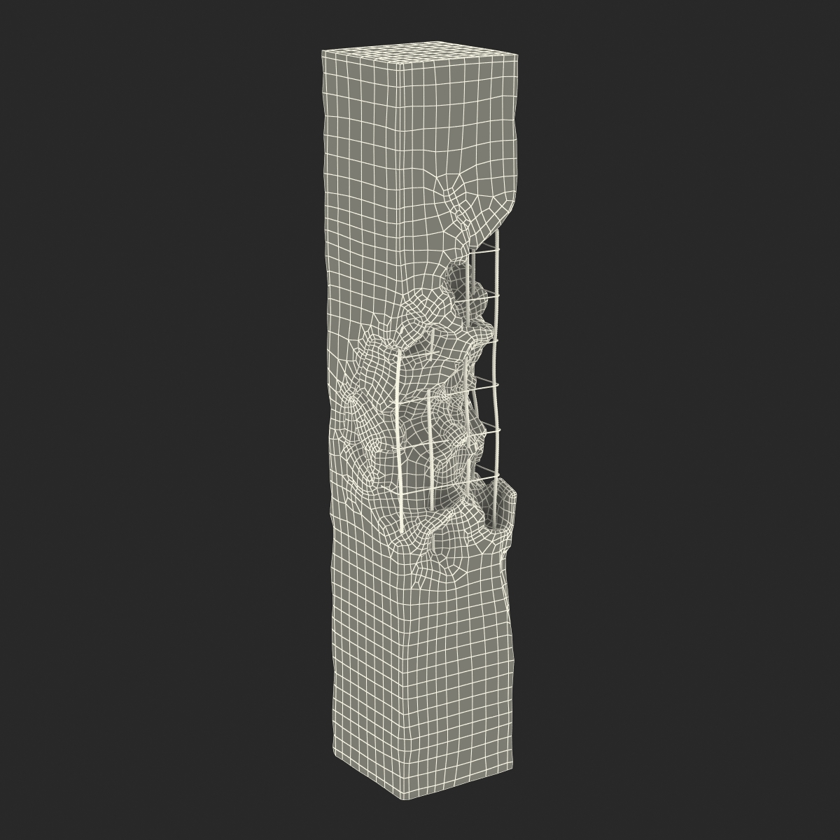 3D Concrete Pillar Damaged model