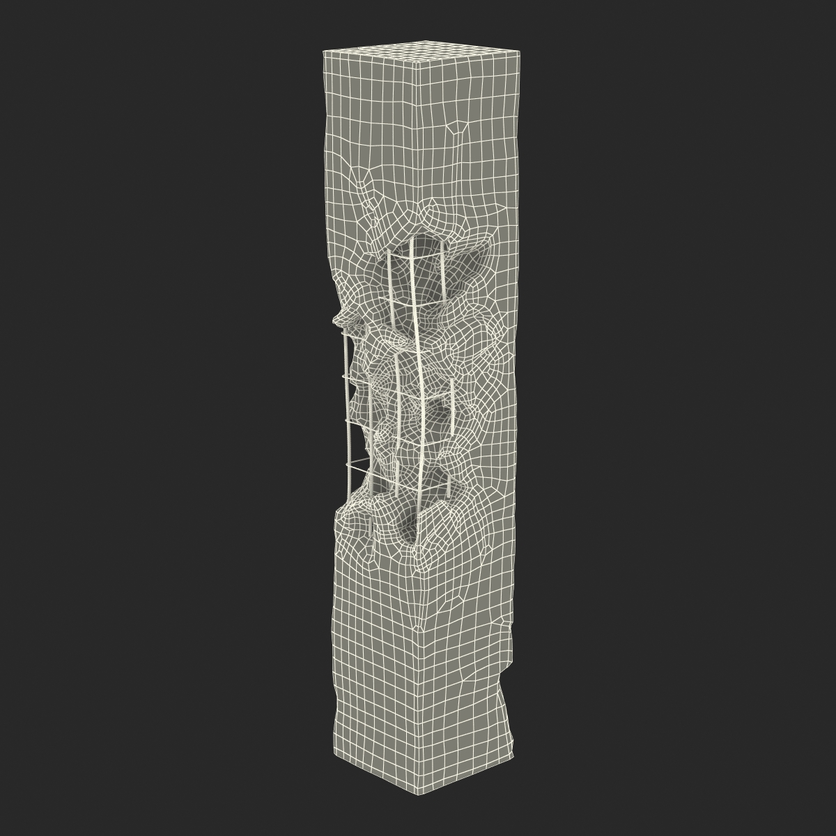 3D Concrete Pillar Damaged model