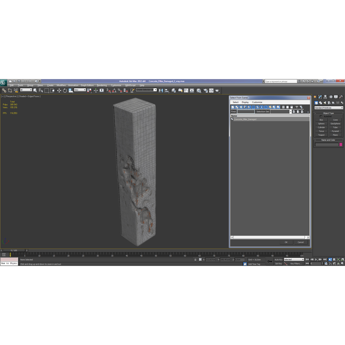 3D model Concrete Pillar Damaged 2