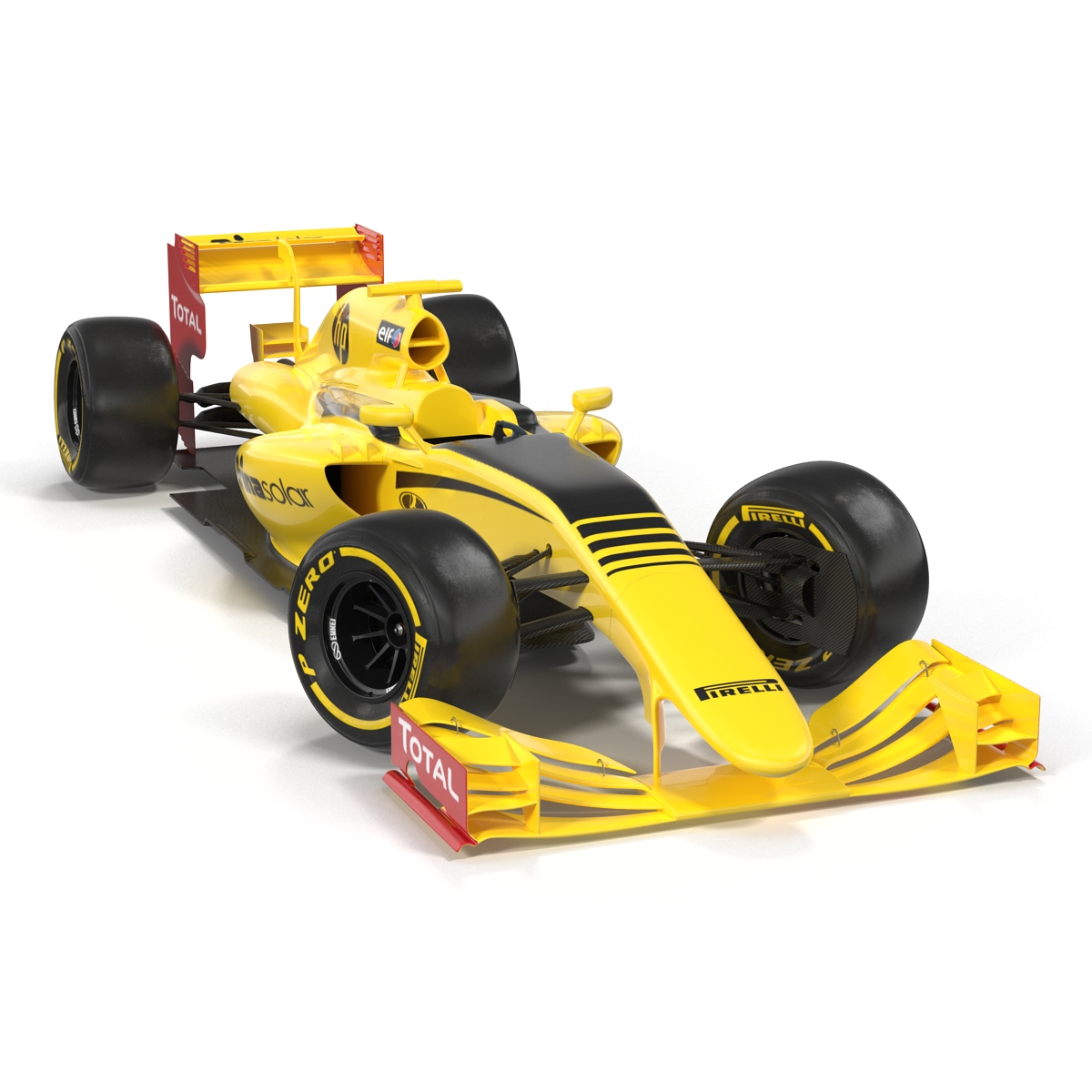 Formula One Car Rigged Yellow 3D model