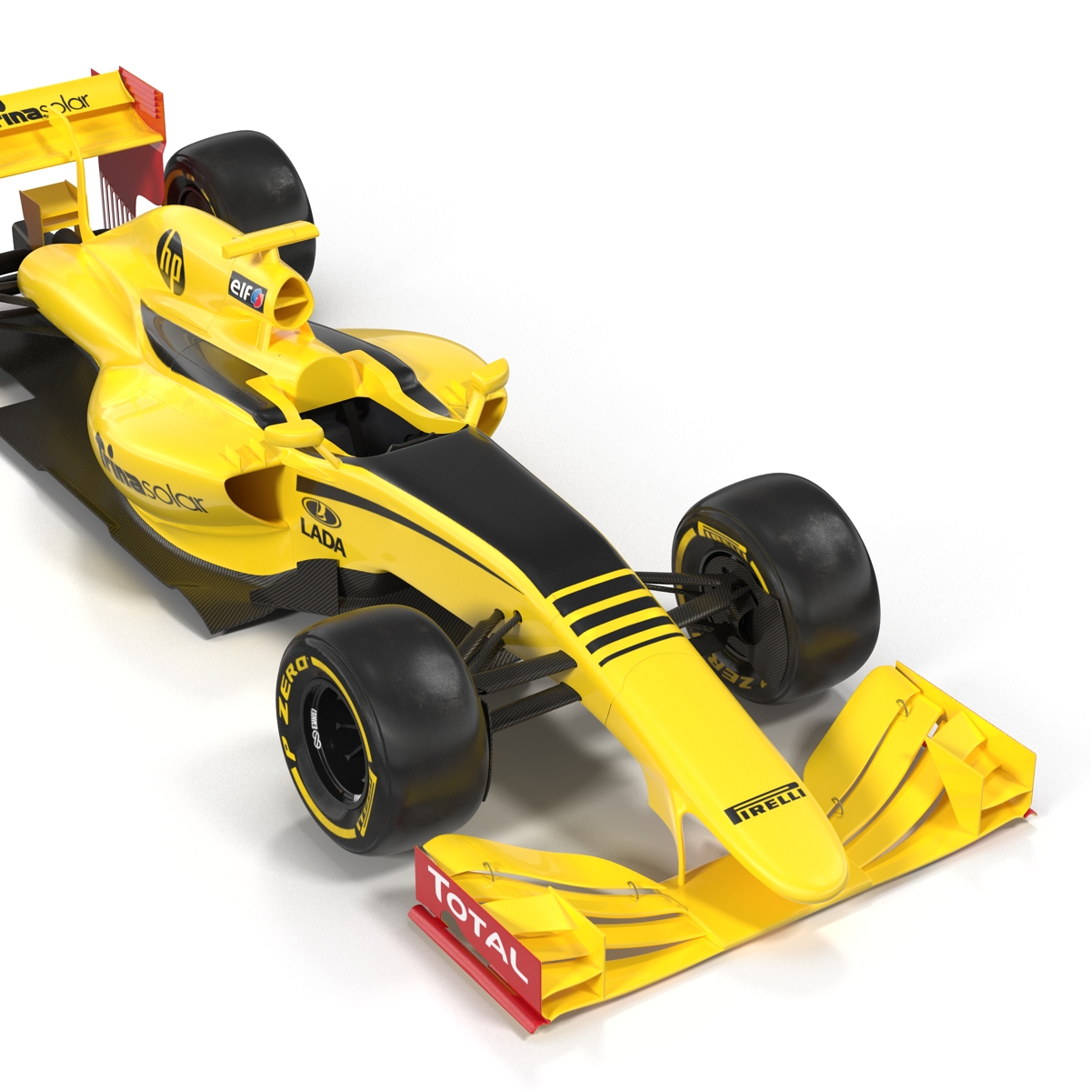 Formula One Car Rigged Yellow 3D model