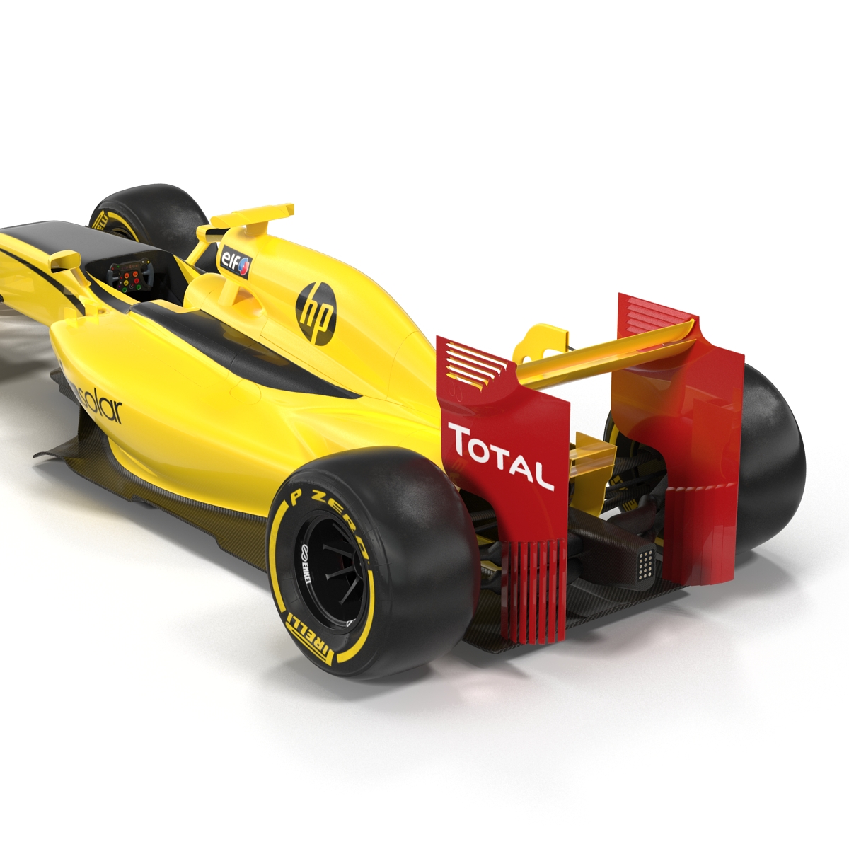 Formula One Car Rigged Yellow 3D model