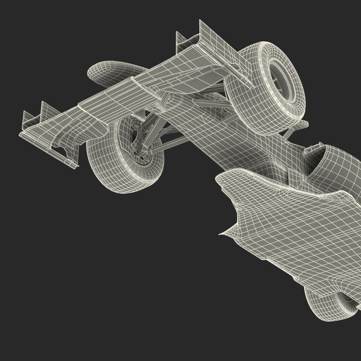 Formula One Car Rigged Yellow 3D model