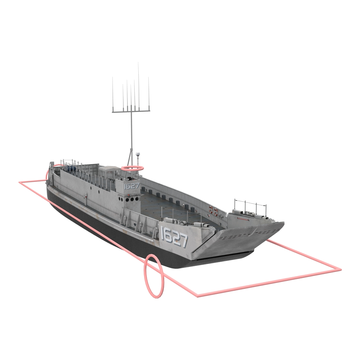 Landing Craft Utility class 1627 Rigged 3D model