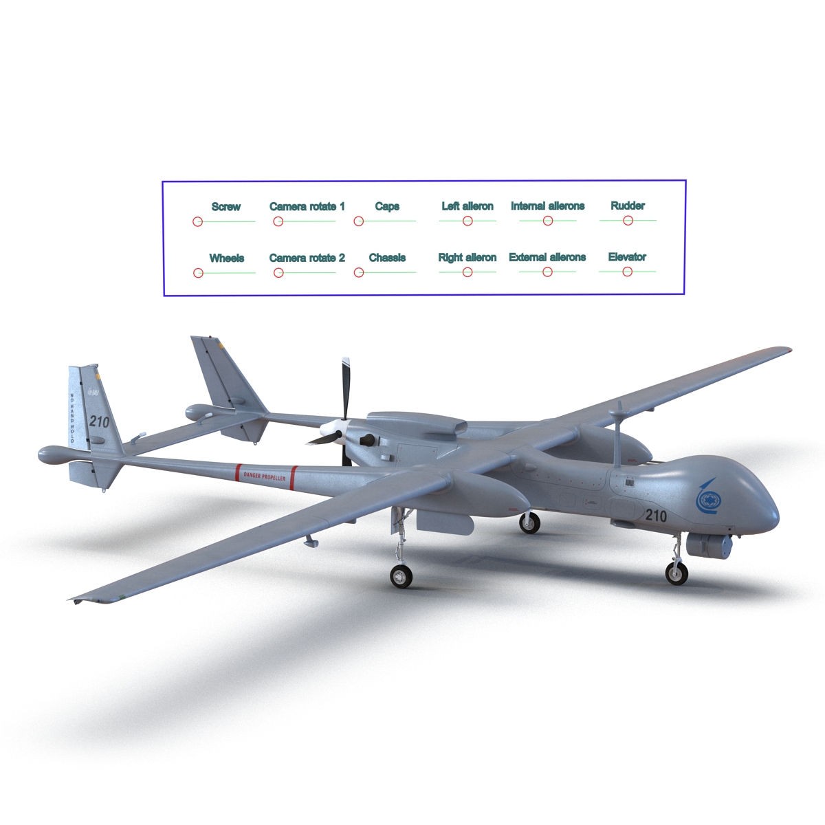 3D model IAI Eitan UAV Rigged