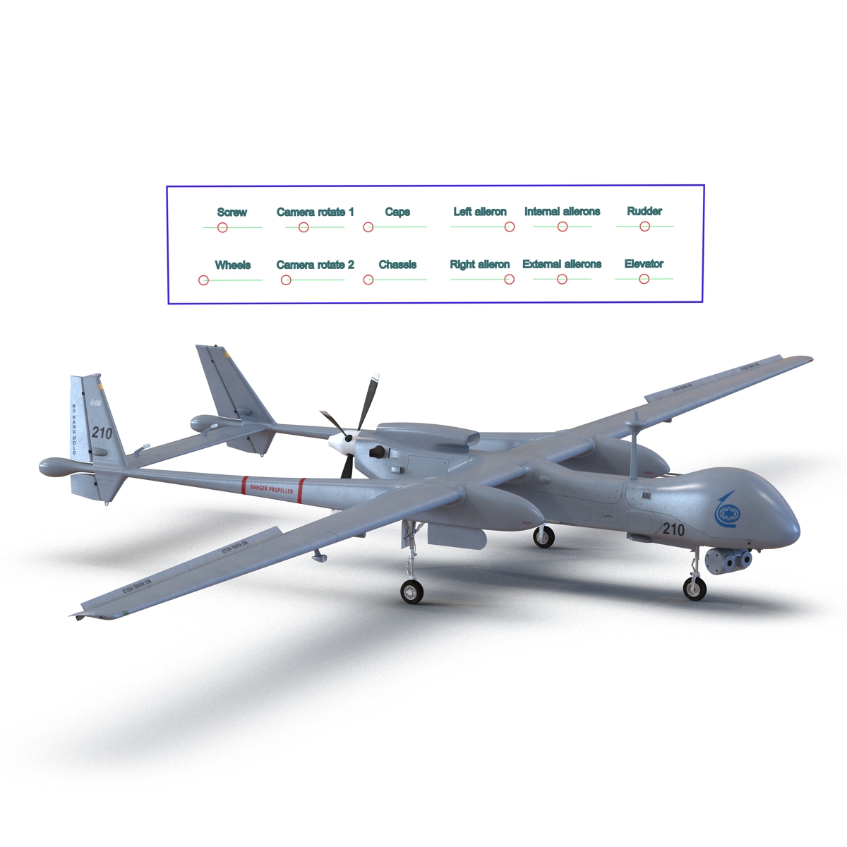 3D model IAI Eitan UAV Rigged