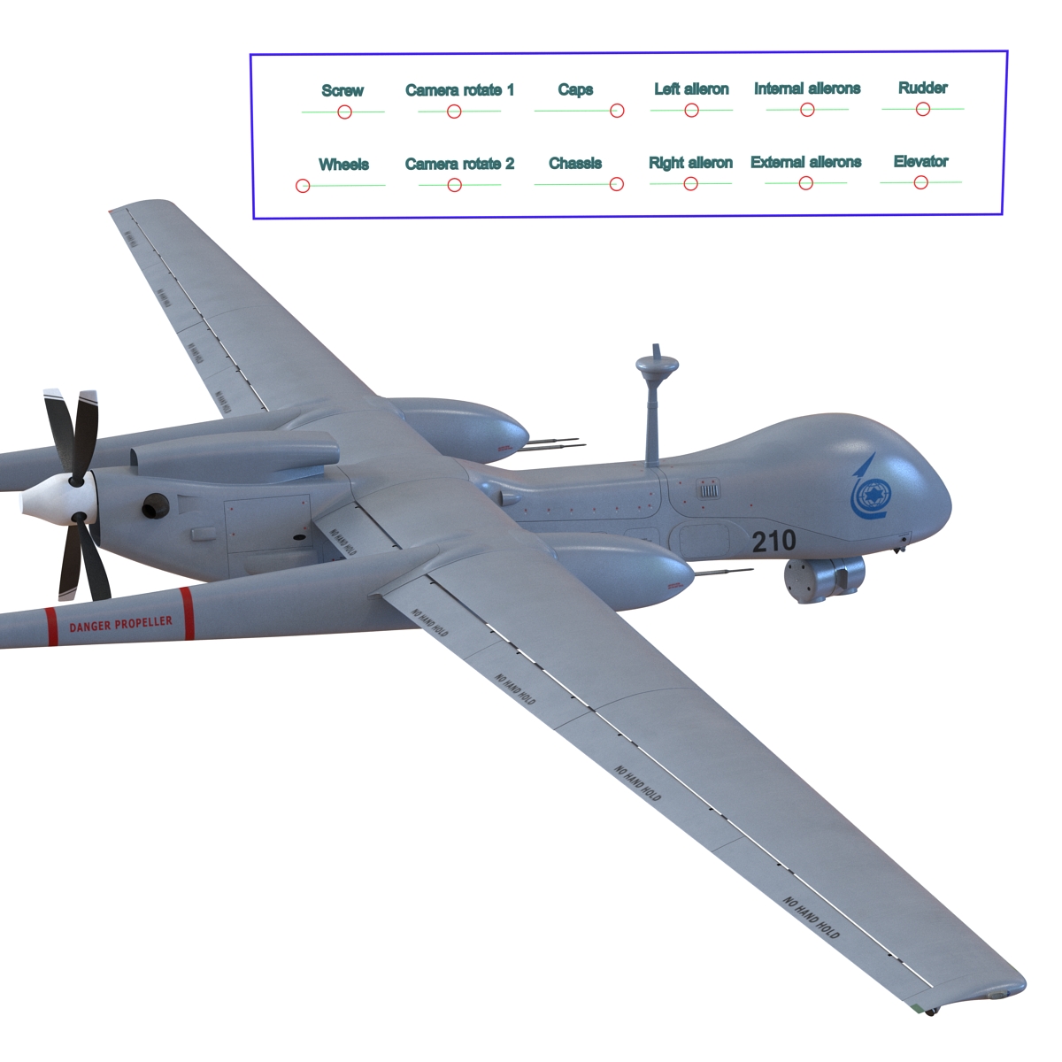 3D model IAI Eitan UAV Rigged