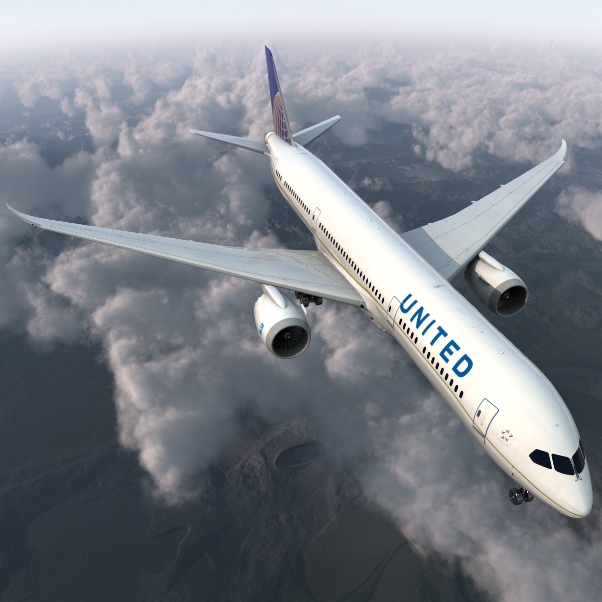 Boeing 787 9 Dreamliner United Rigged 3D