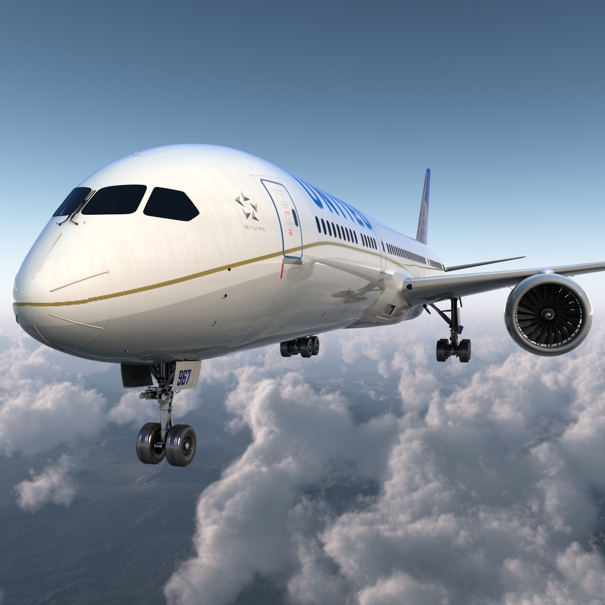 Boeing 787 9 Dreamliner United Rigged 3D