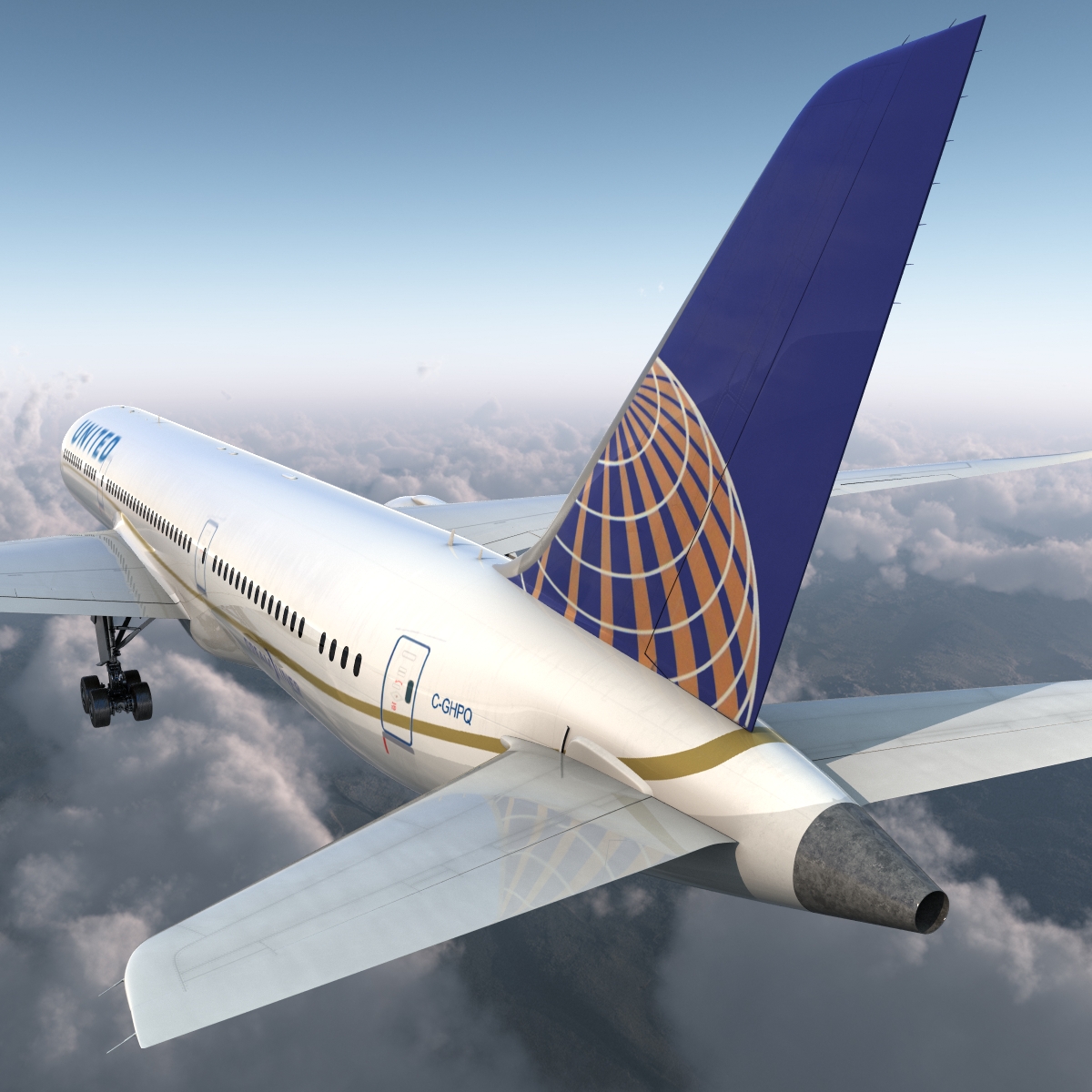 Boeing 787 9 Dreamliner United Rigged 3D