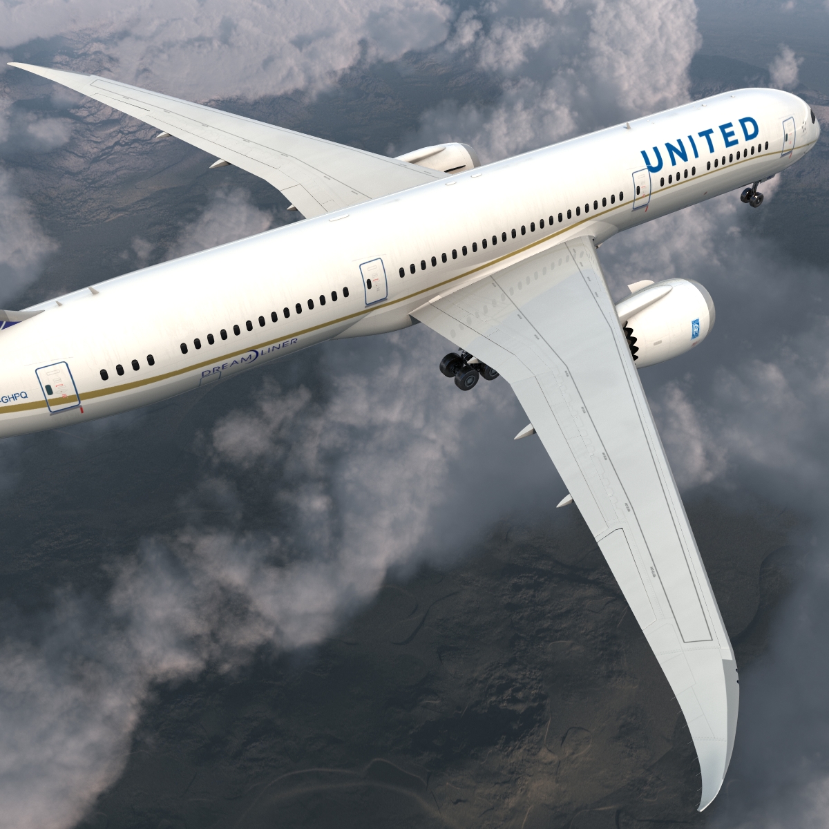 Boeing 787 9 Dreamliner United Rigged 3D