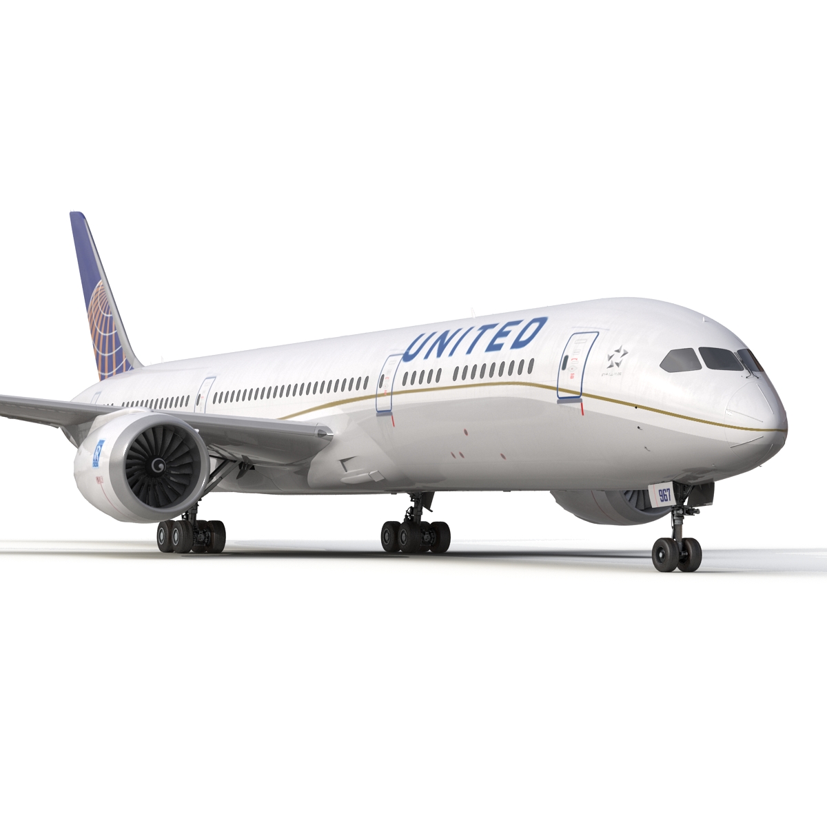 Boeing 787 9 Dreamliner United Rigged 3D