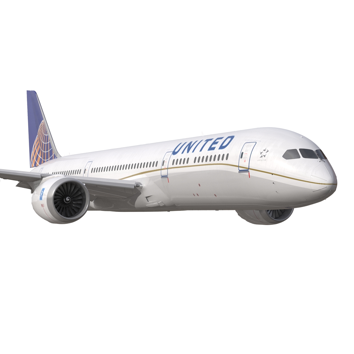 Boeing 787 9 Dreamliner United Rigged 3D