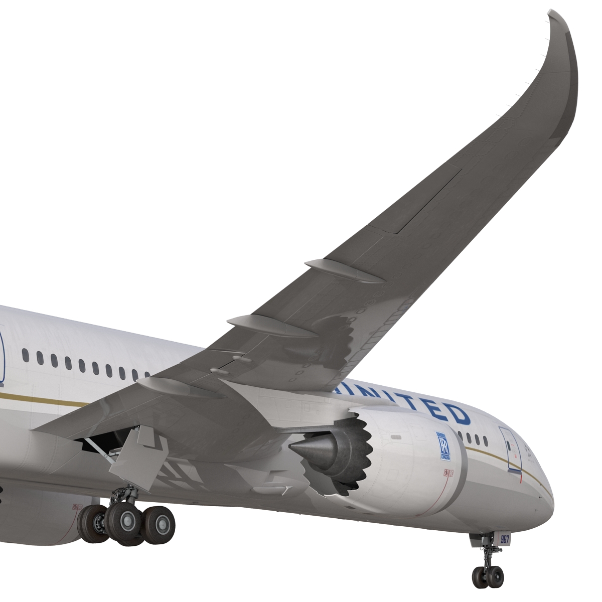 Boeing 787 9 Dreamliner United Rigged 3D