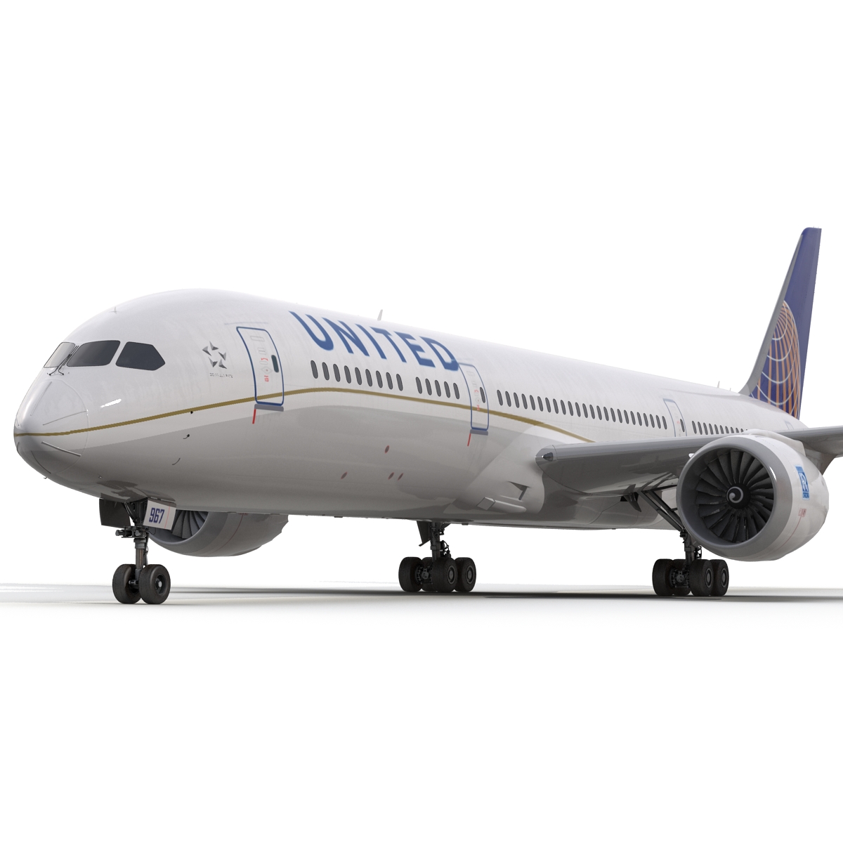 Boeing 787 9 Dreamliner United Rigged 3D