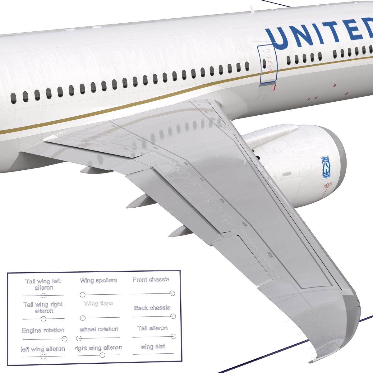 Boeing 787 9 Dreamliner United Rigged 3D