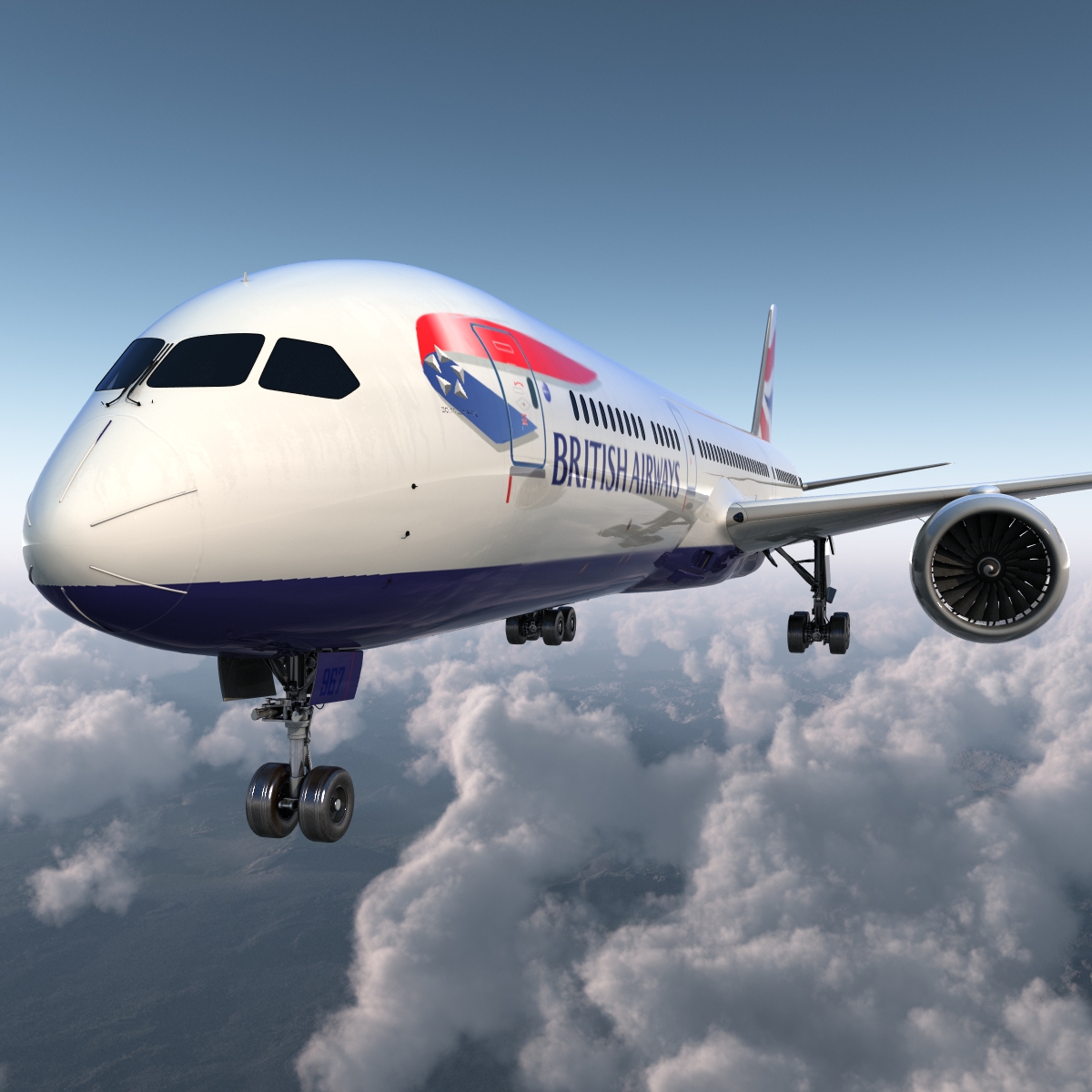 3D Boeing 787 9 Dreamliner British Airways Rigged