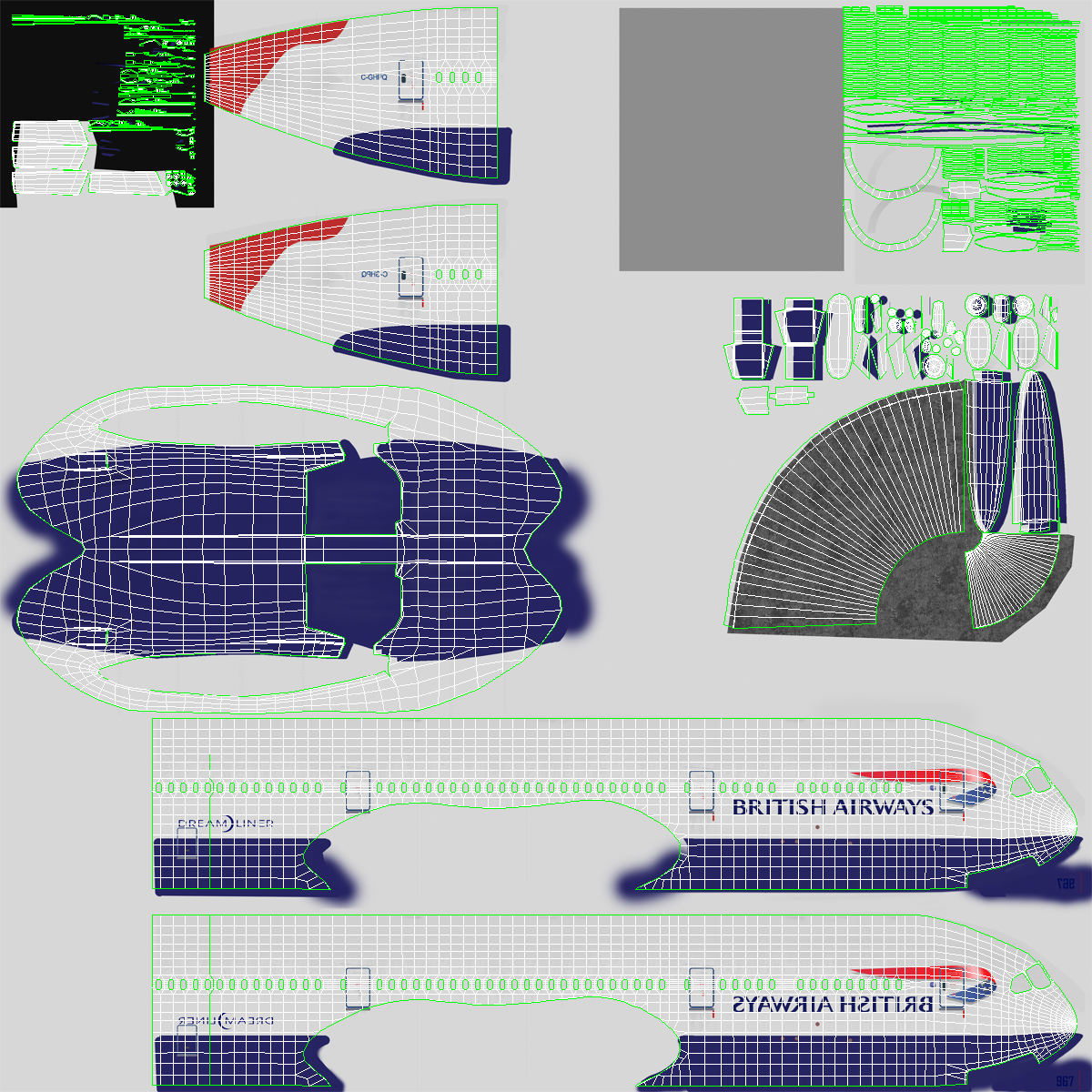 3D Boeing 787 9 Dreamliner British Airways Rigged