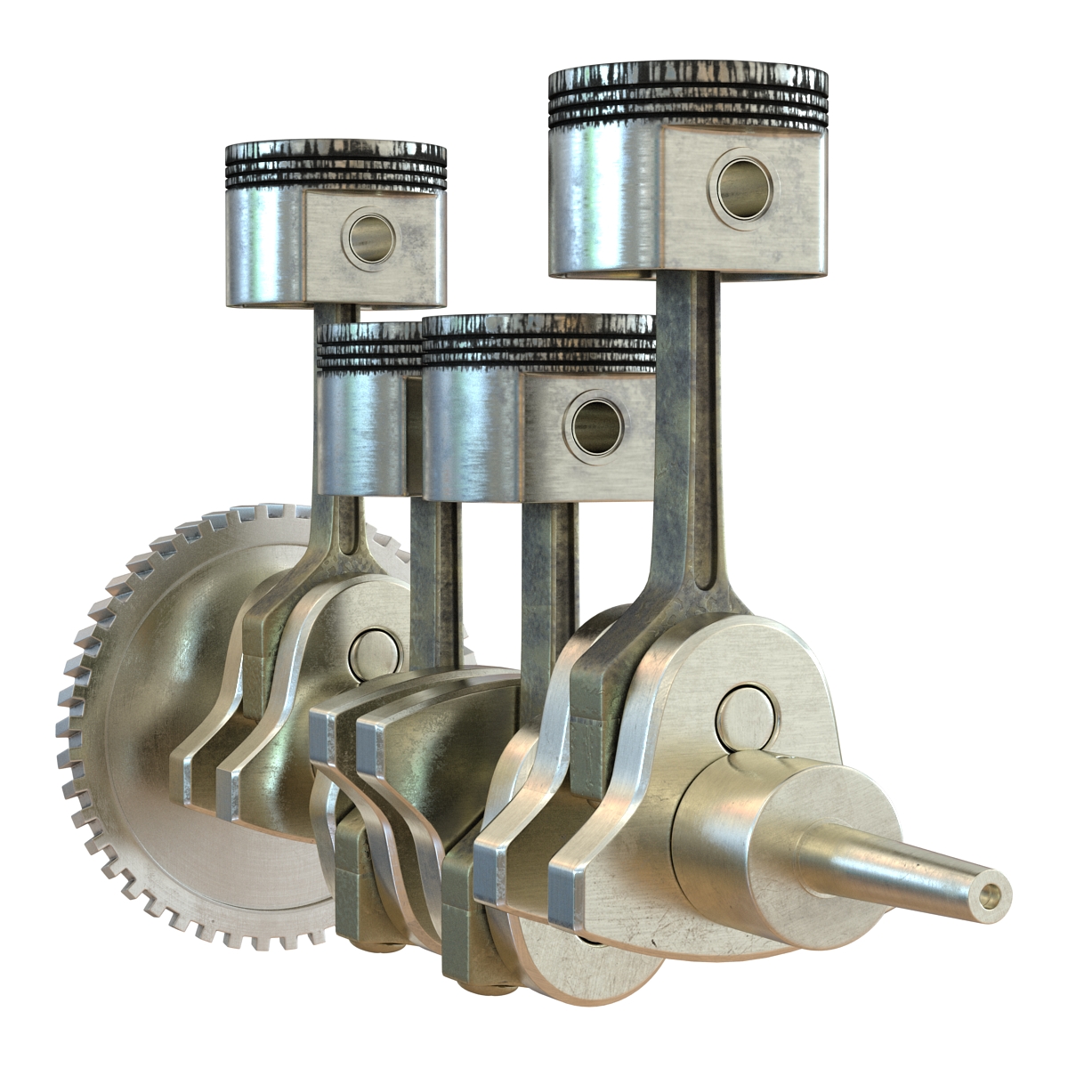 3D Engine Piston and Crankshaft model