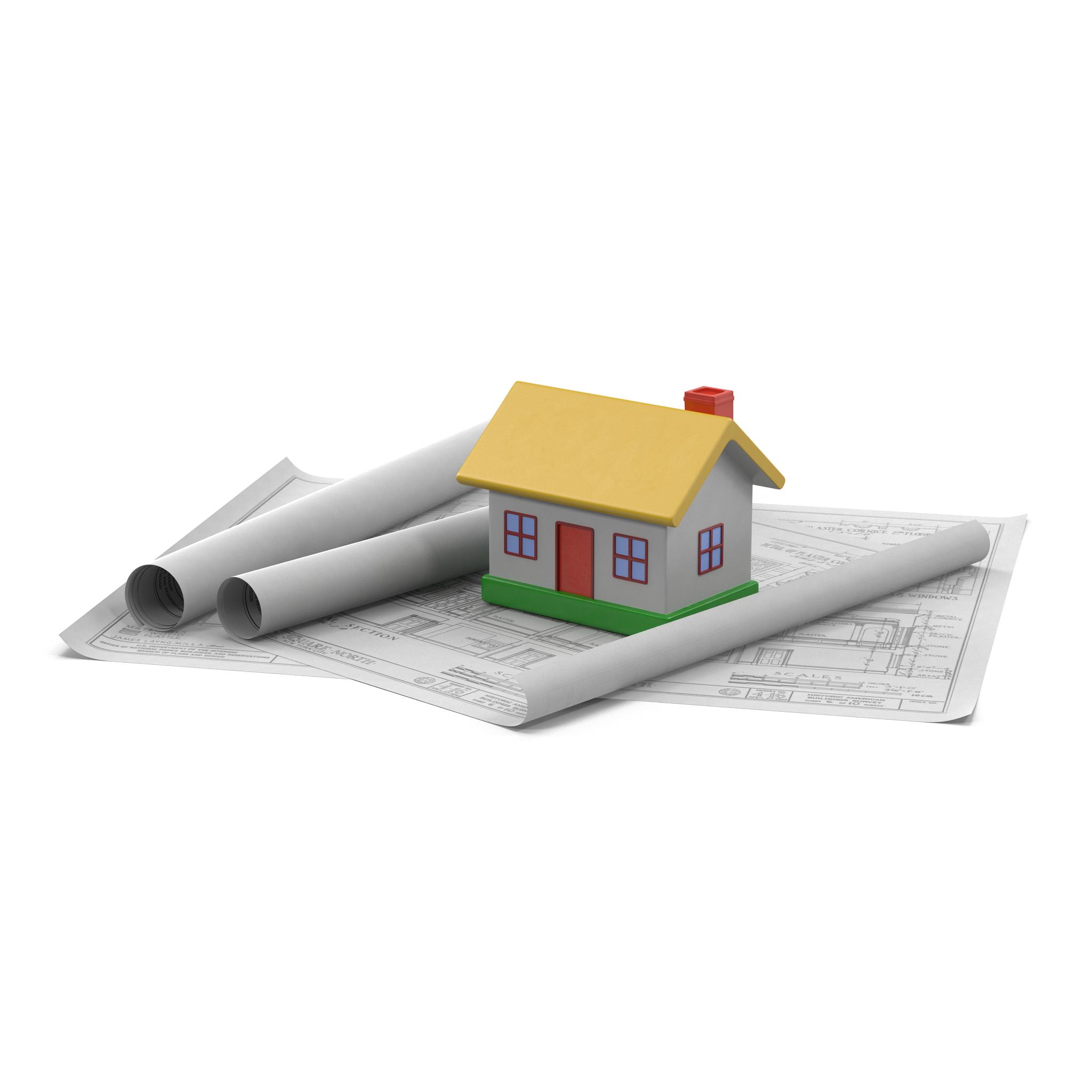 3D Toy House On Blueprints model