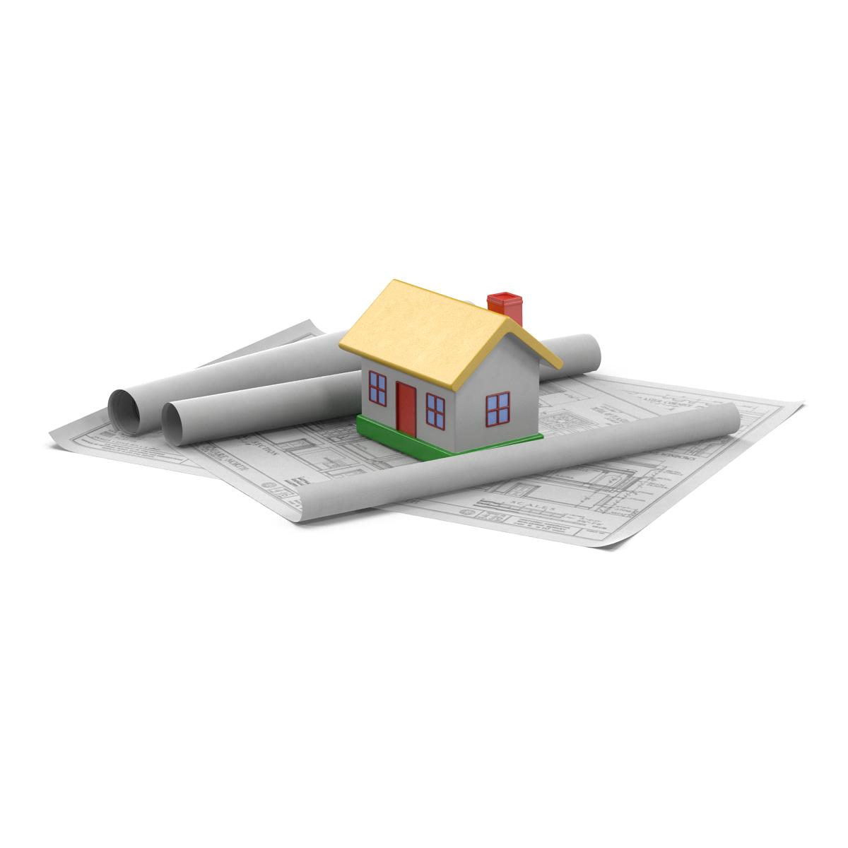 3D Toy House On Blueprints model