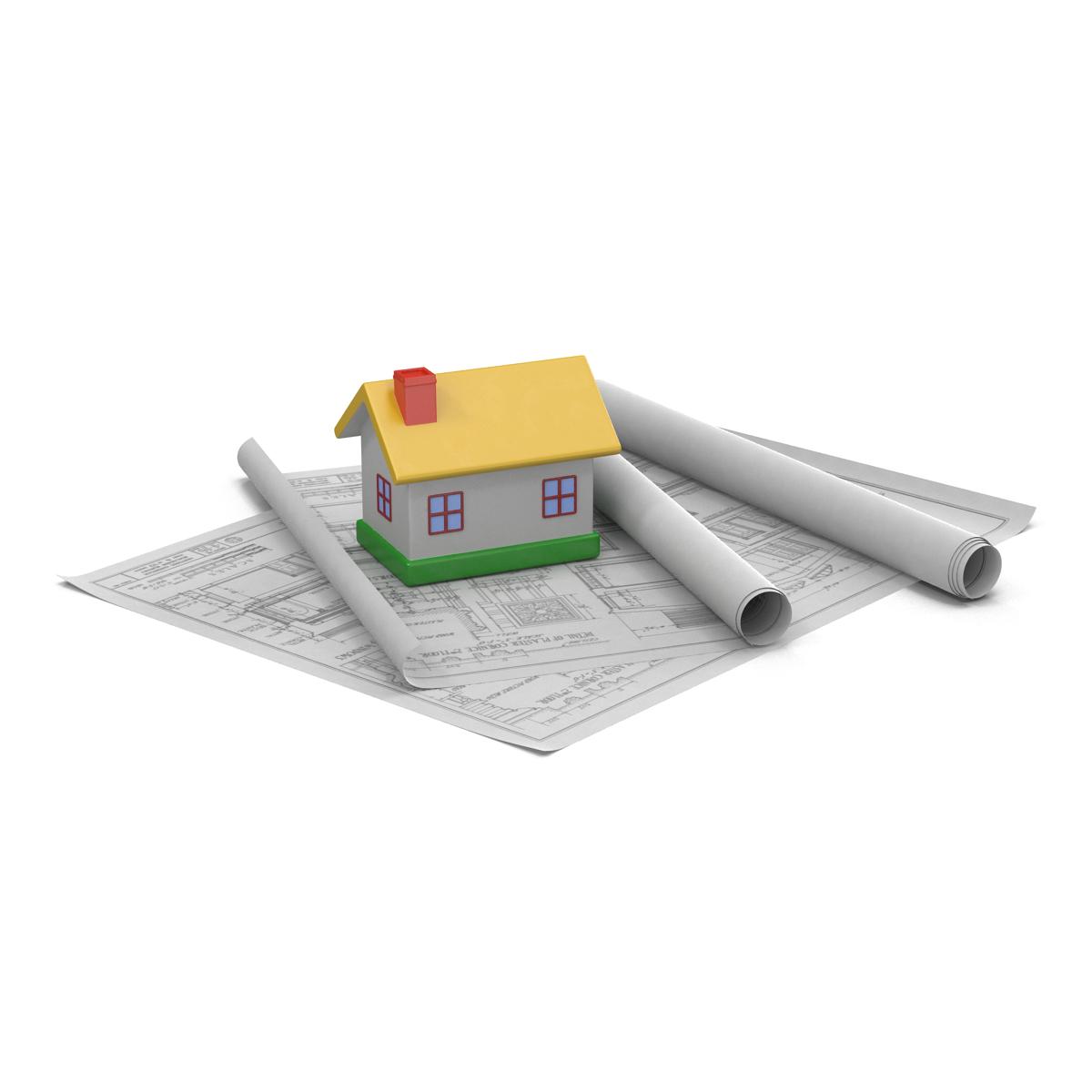 3D Toy House On Blueprints model