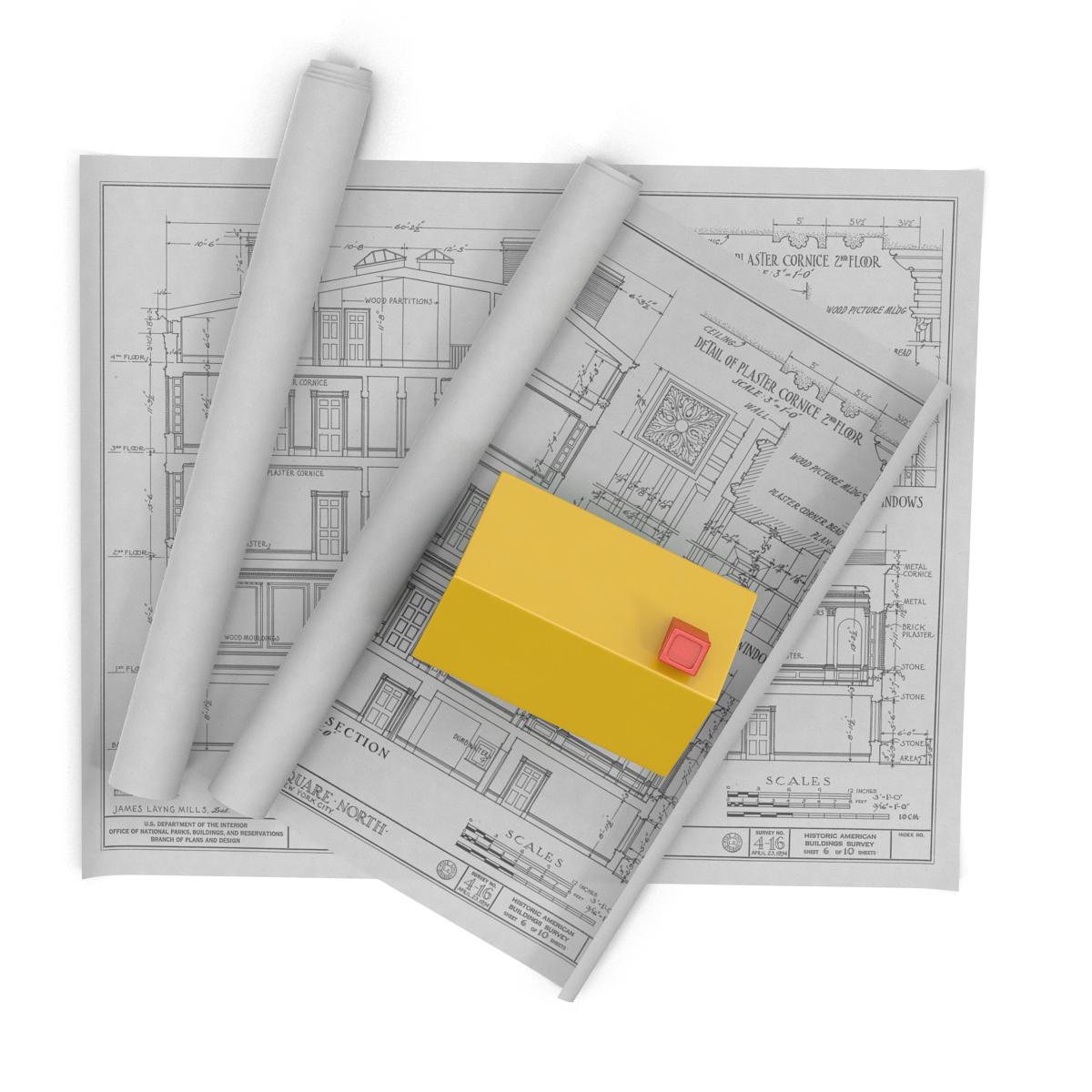 3D Toy House On Blueprints model