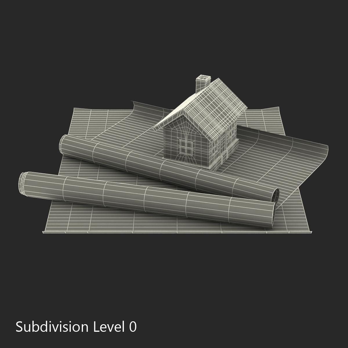 3D Toy House On Blueprints model