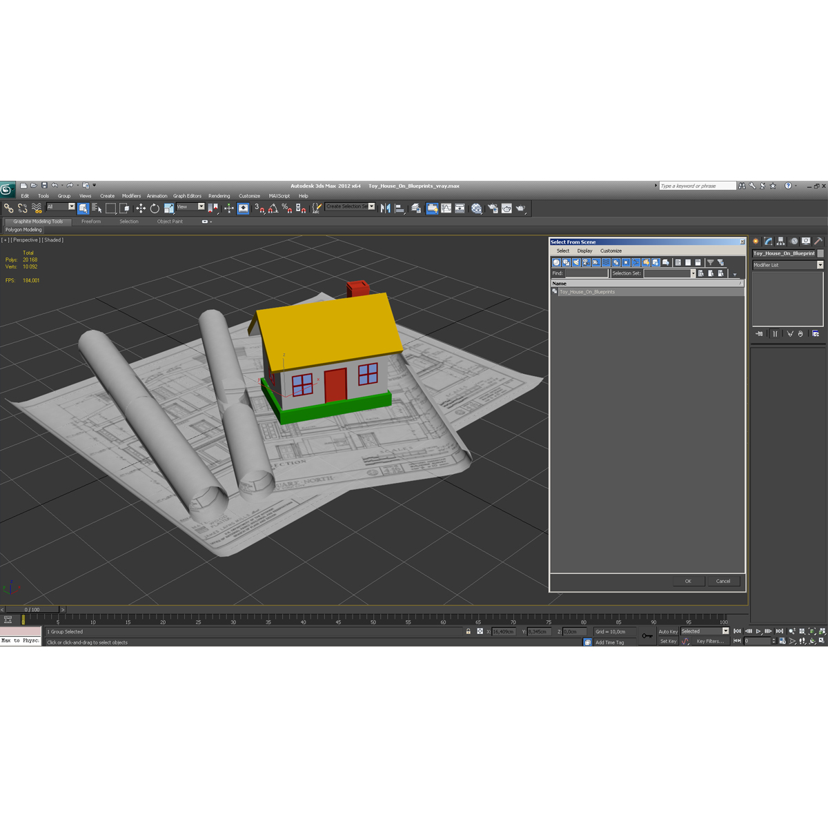 3D Toy House On Blueprints model