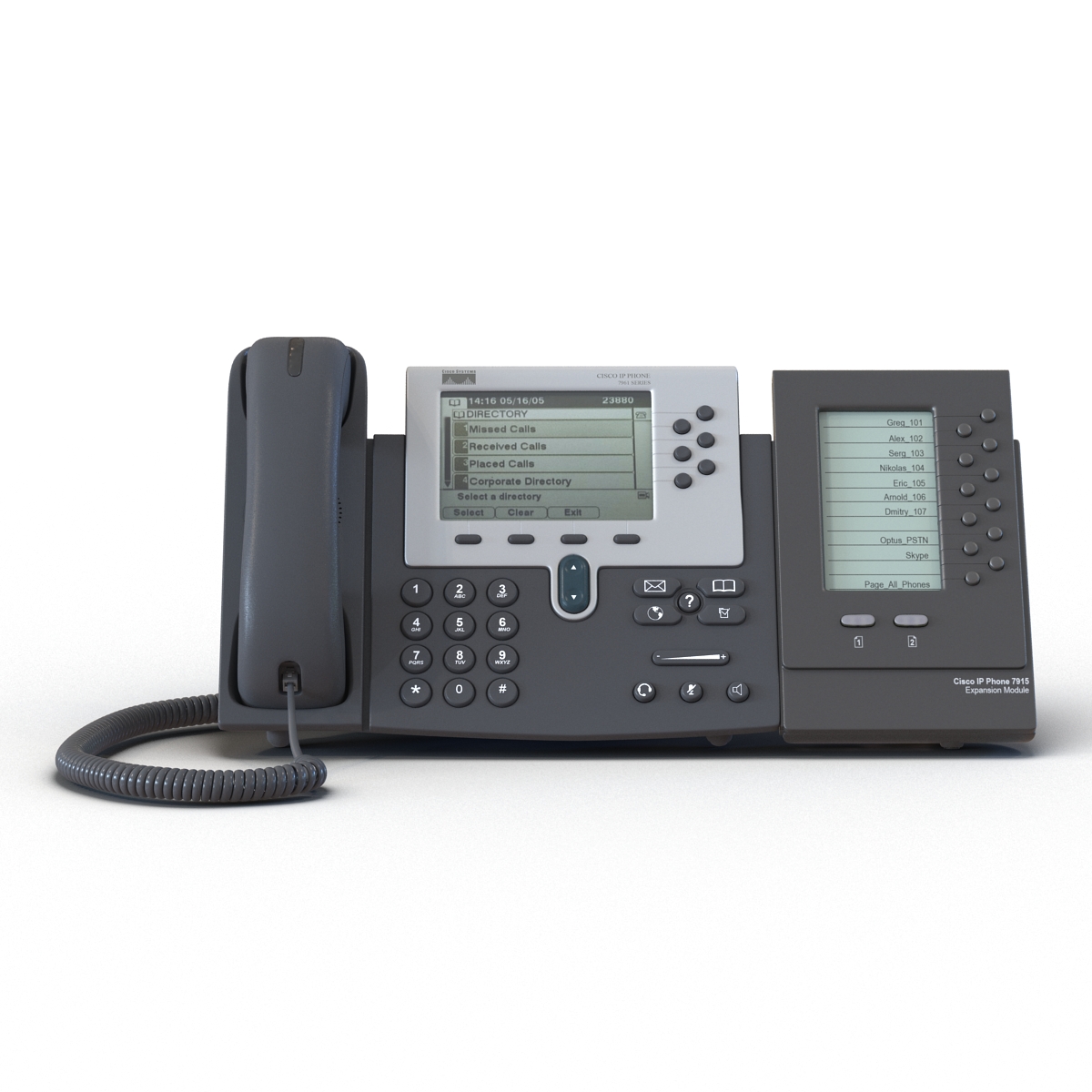 Cisco Unified IP Phone 7961G and Expansion Module 3D model