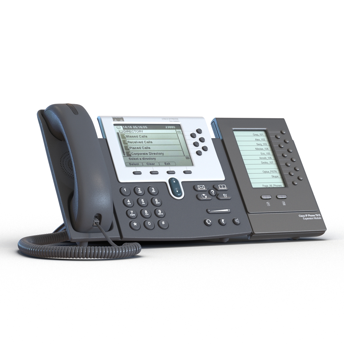 Cisco Unified IP Phone 7961G and Expansion Module 3D model