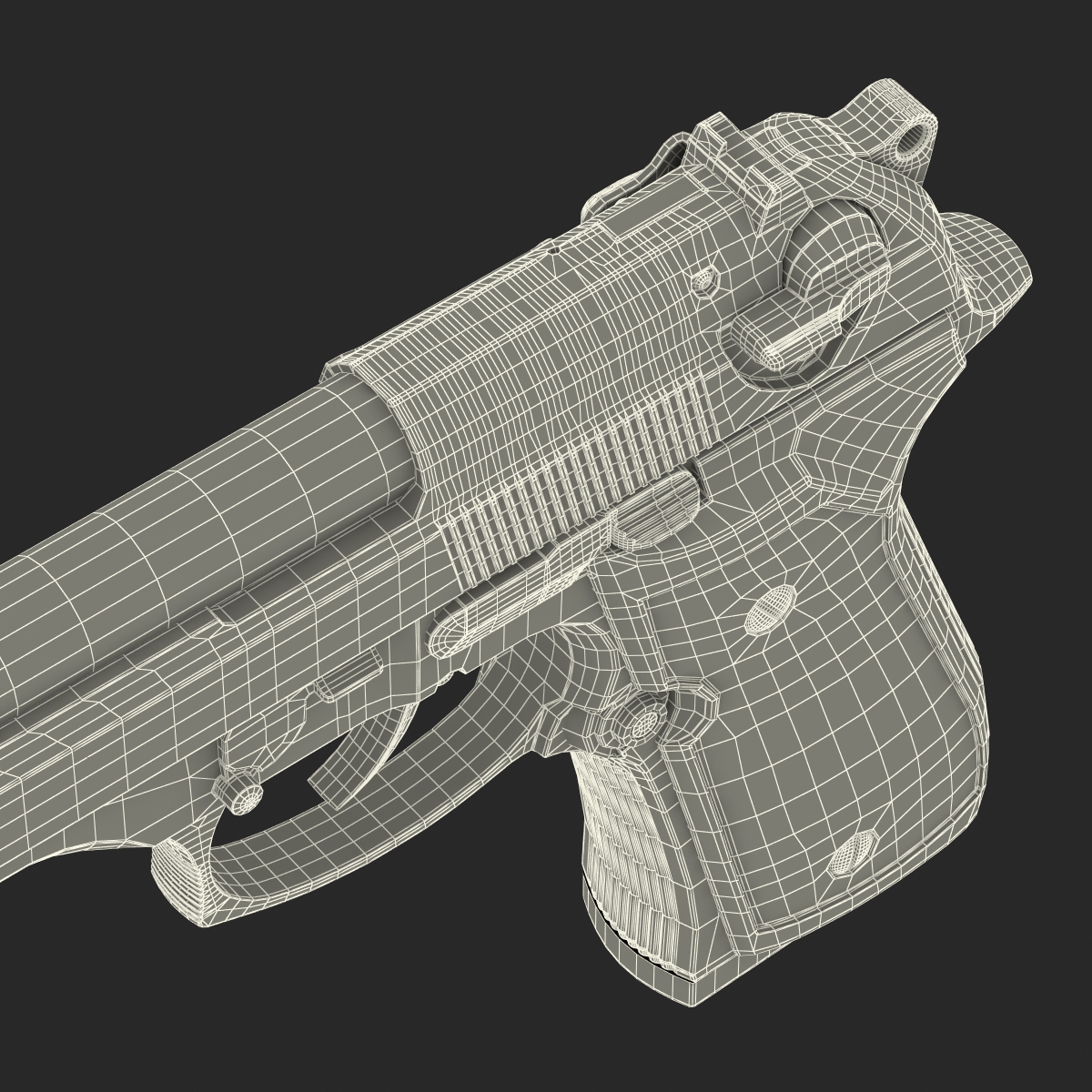 3D Semi Automatic Pistol Beretta 92F model