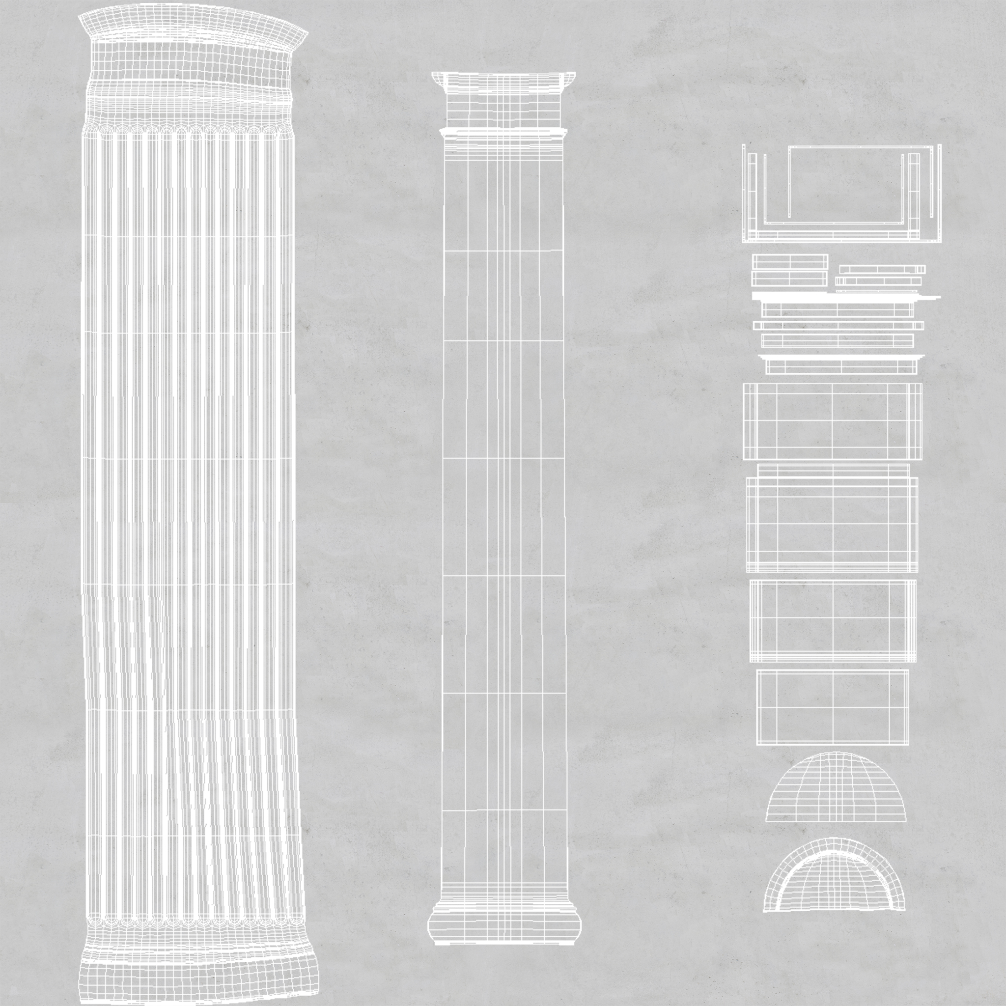 3D Pilasters Doric Greco Roman Set