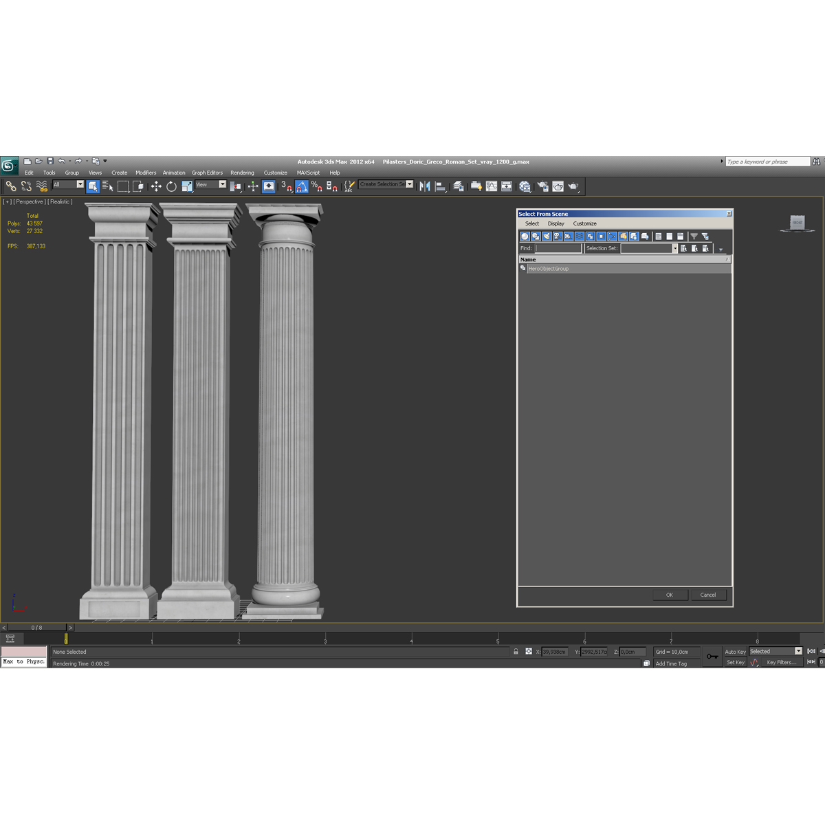 3D Pilasters Doric Greco Roman Set