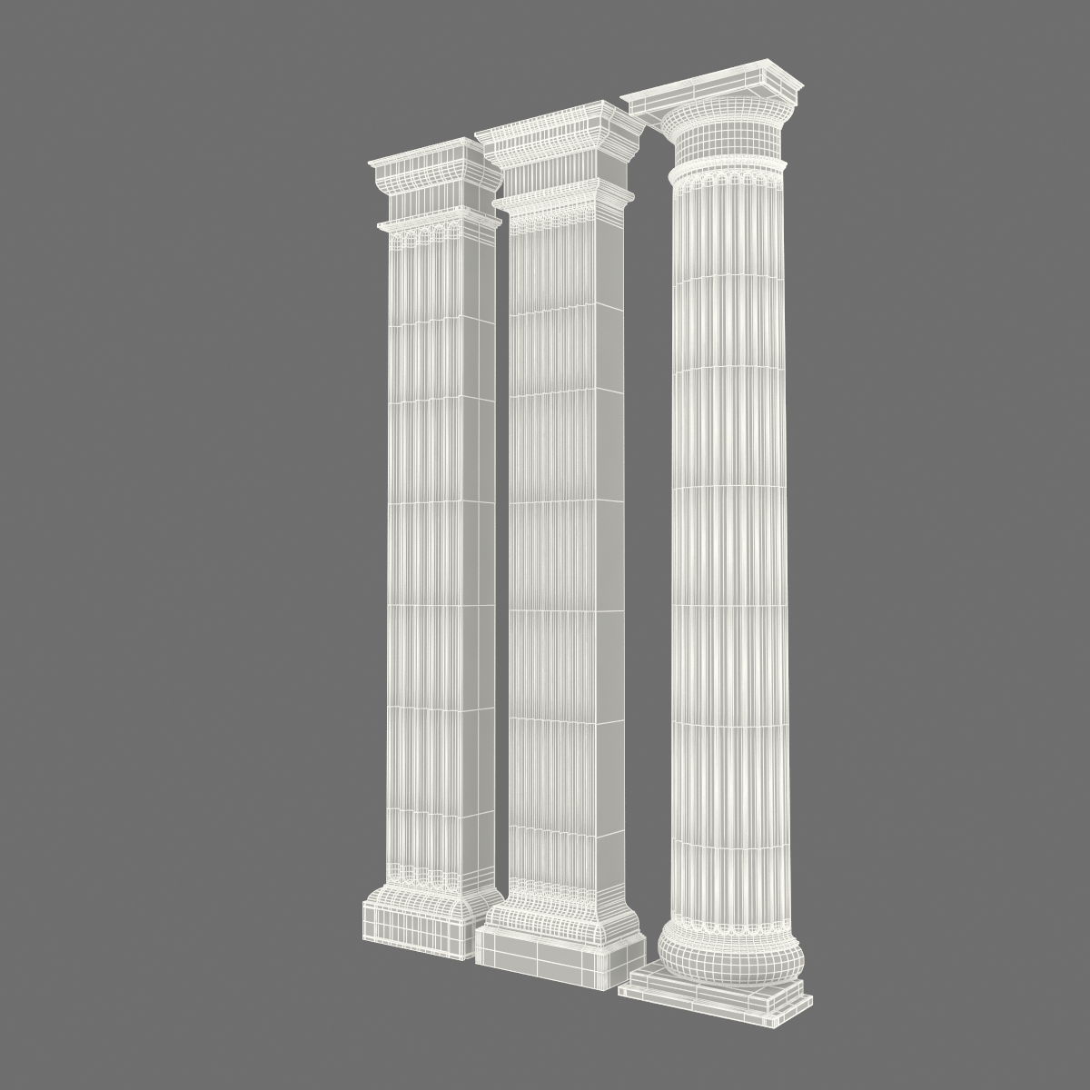 3D Pilasters Doric Greco Roman Set