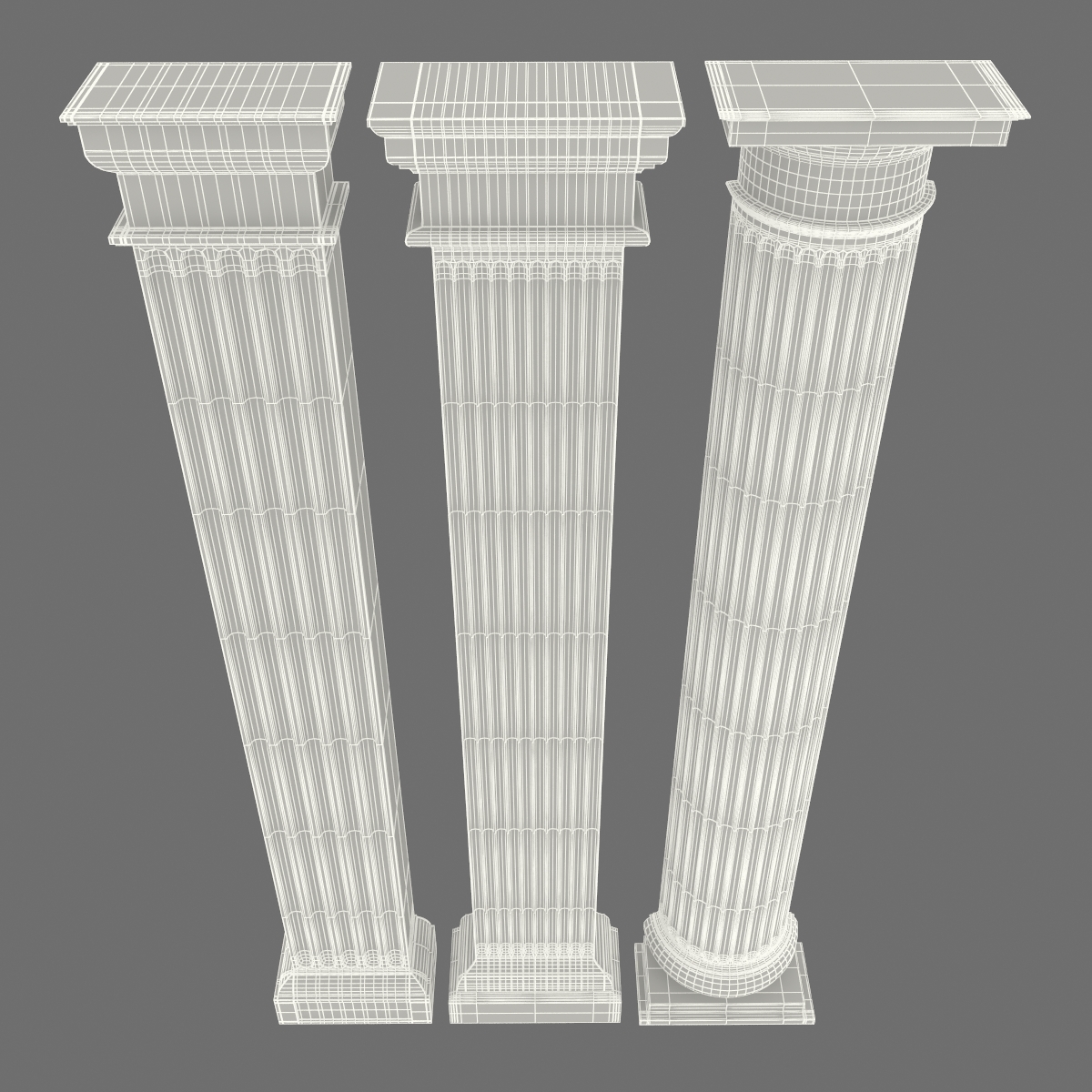 3D Pilasters Doric Greco Roman Set