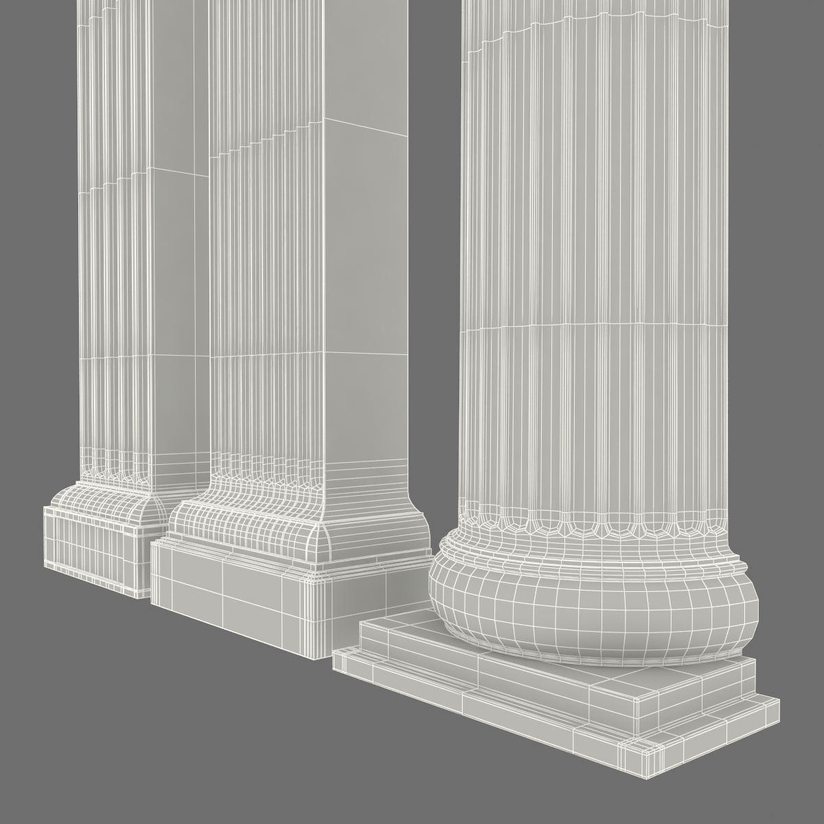 3D Pilasters Doric Greco Roman Set