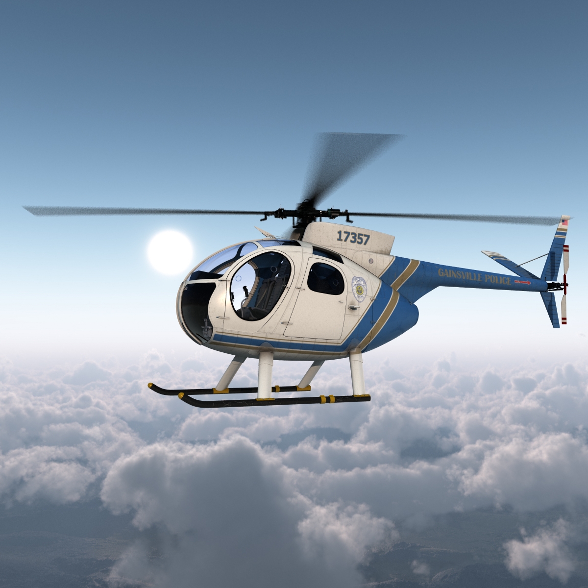 Light Helicopter Hughes OH 6 Cayuse Police 3D