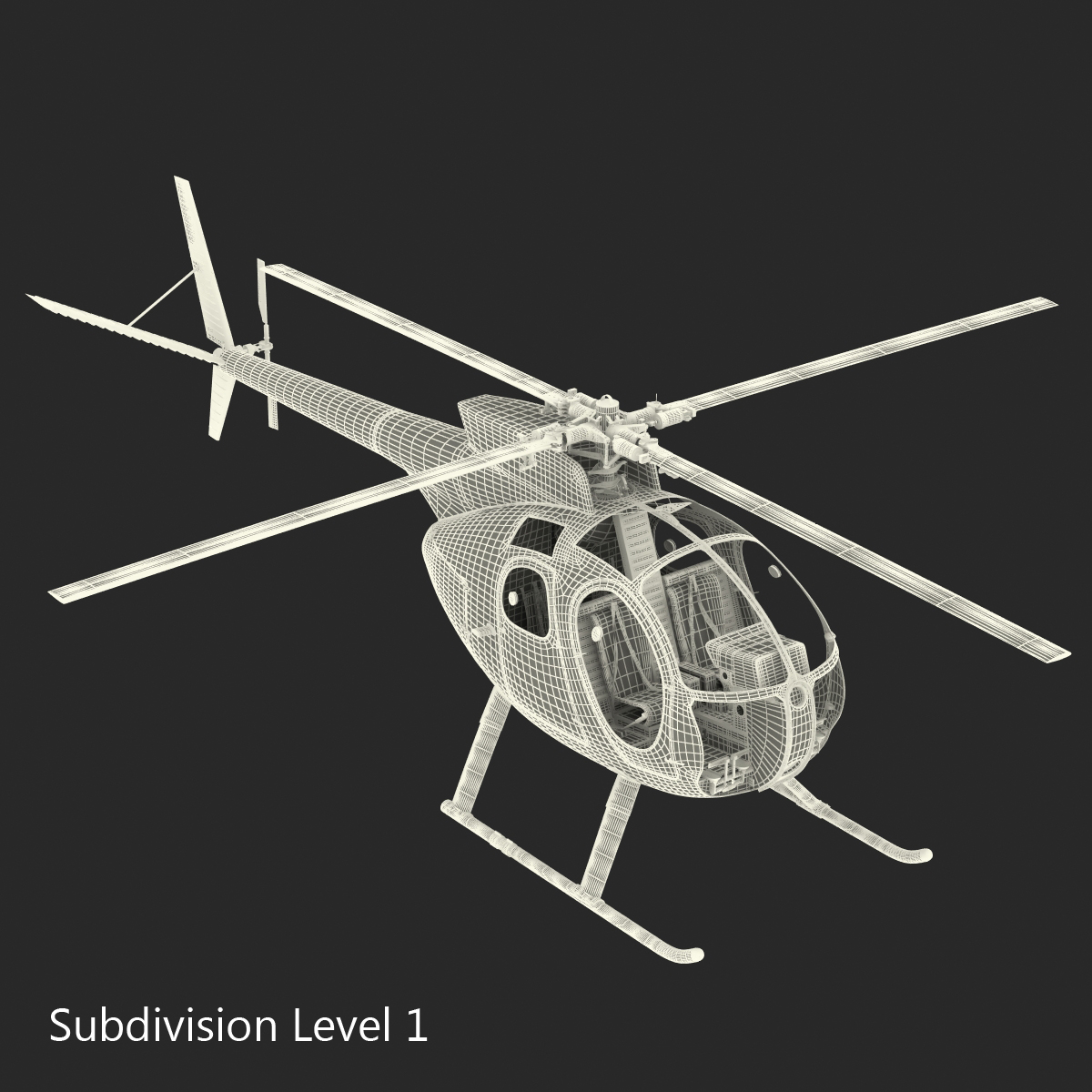 Light Helicopter Hughes OH 6 Cayuse Police 3D