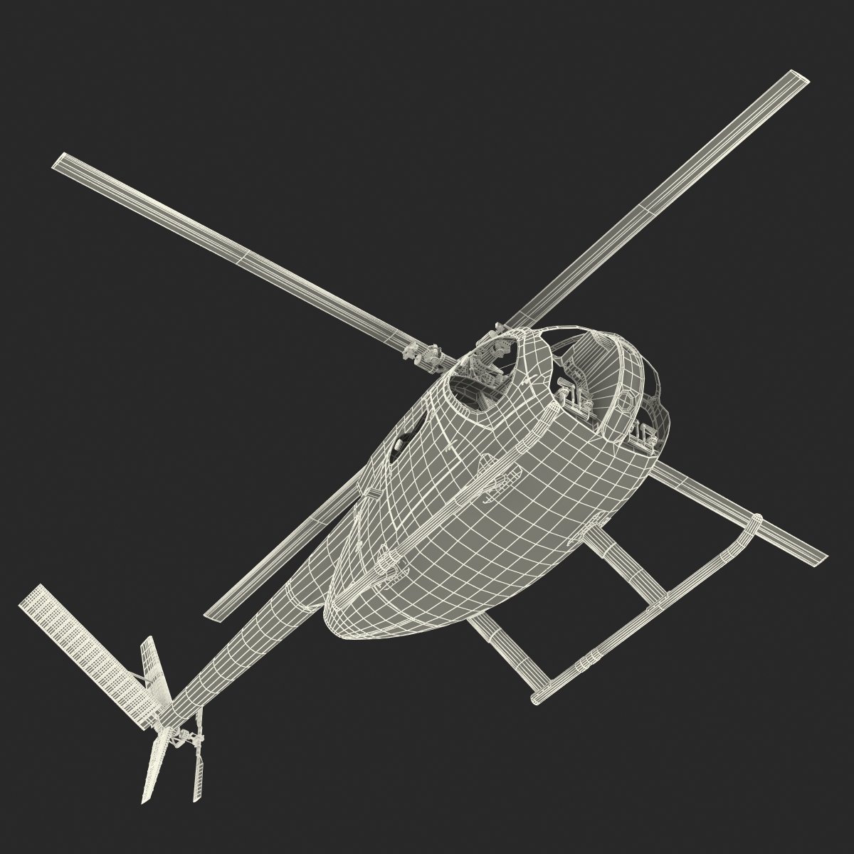 Light Helicopter Hughes OH 6 Cayuse Rigged 3D