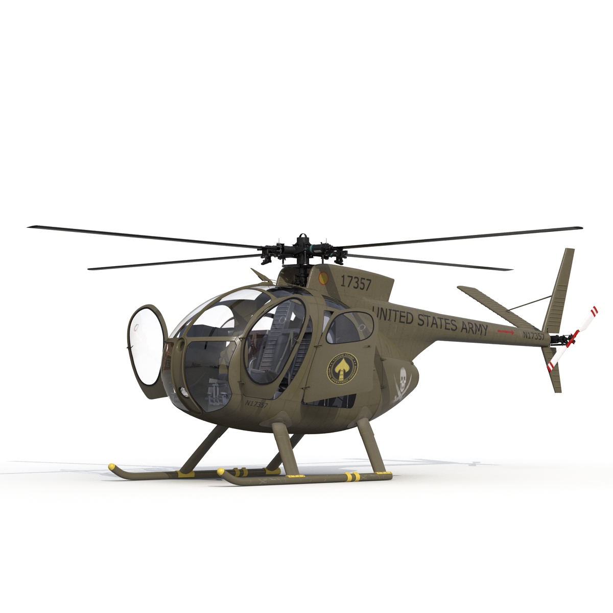 3D Light Helicopter Hughes OH 6 Cayuse Rigged Military