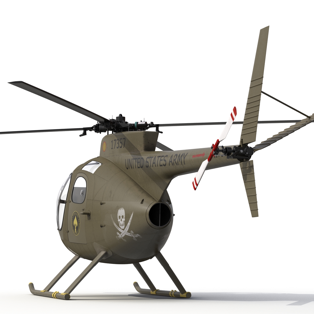 3D Light Helicopter Hughes OH 6 Cayuse Rigged Military