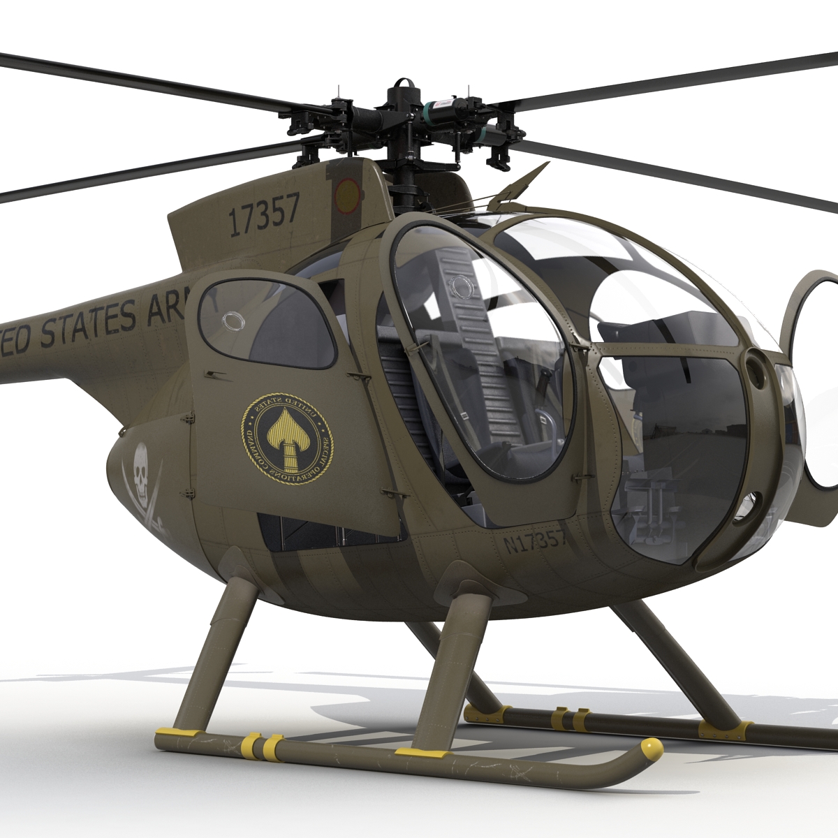 3D Light Helicopter Hughes OH 6 Cayuse Rigged Military