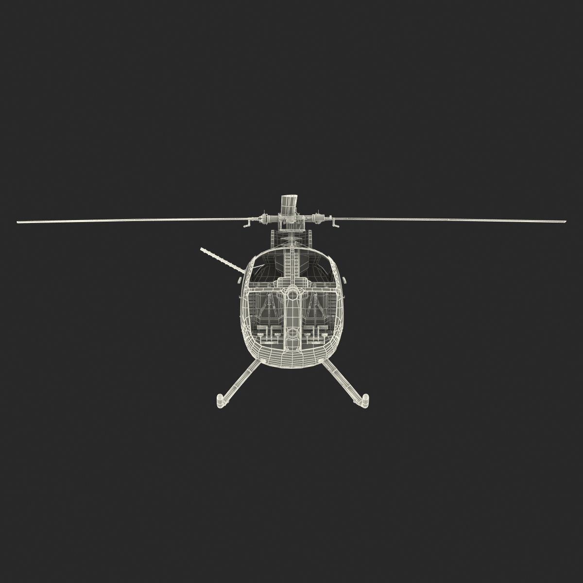 3D Light Helicopter Hughes OH 6 Cayuse Rigged Military